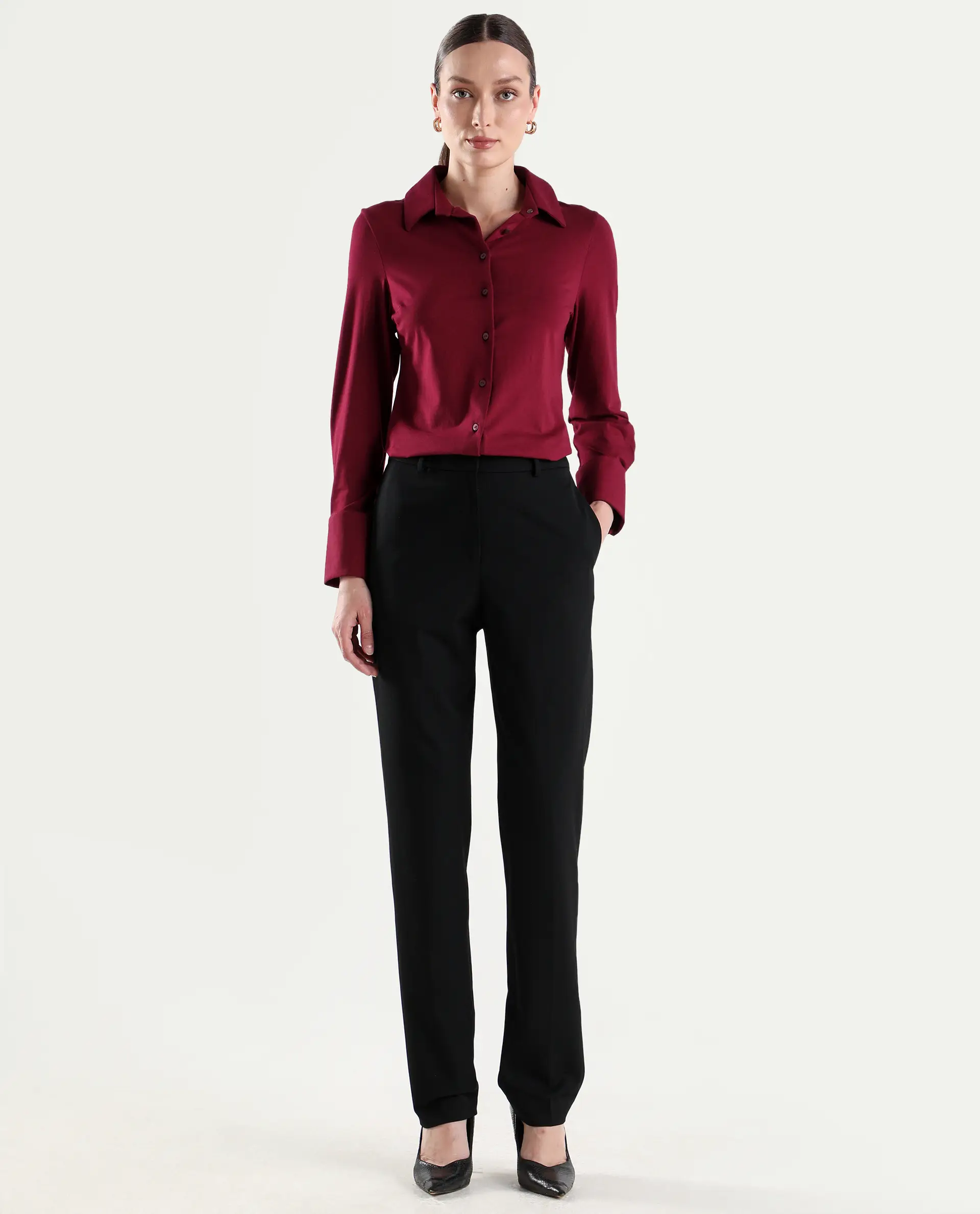 Rareism Women's Paper Black Viscose Blend Tapered Plain Trouser - Image 3