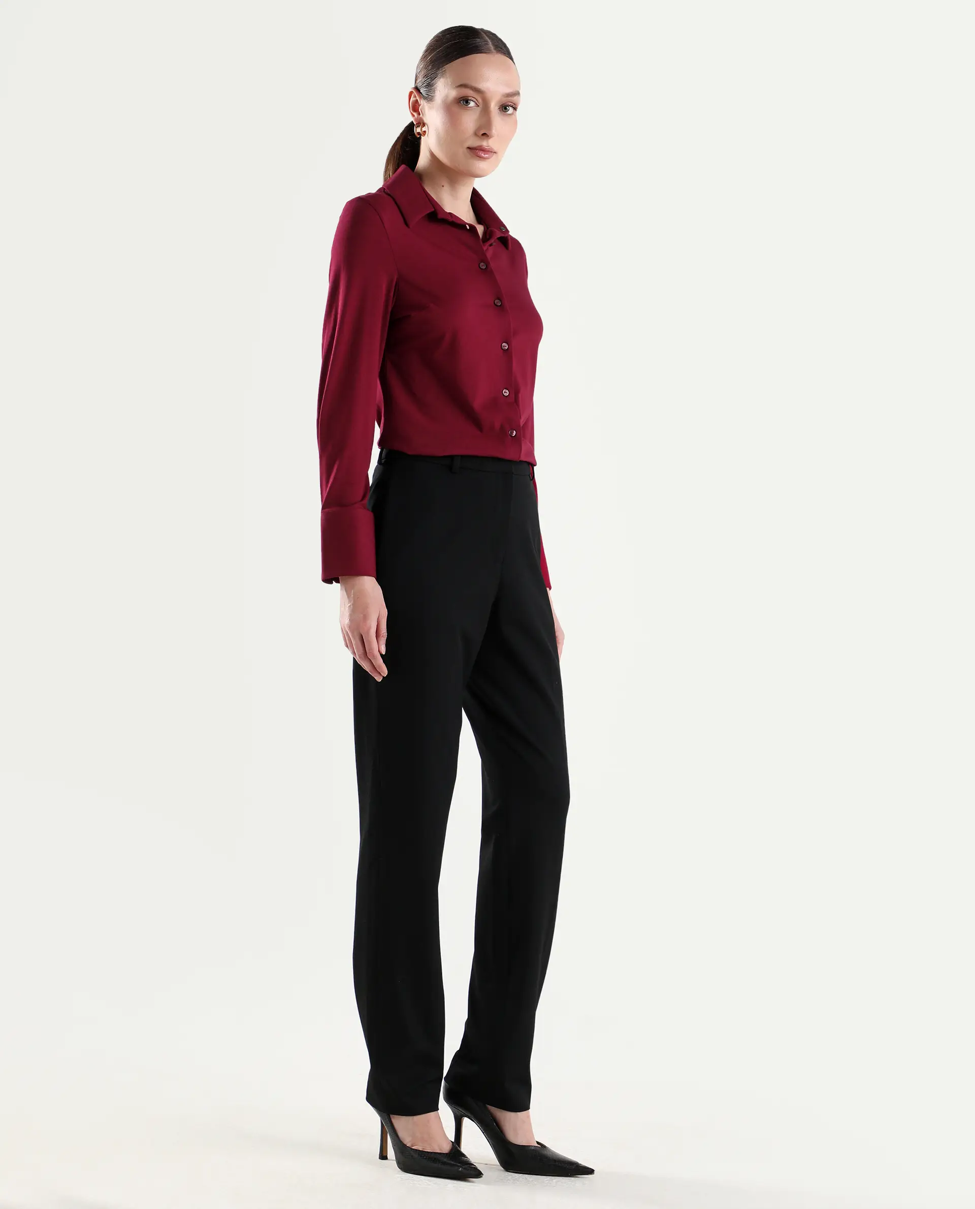 Rareism Women's Paper Black Viscose Blend Tapered Plain Trouser - Image 6