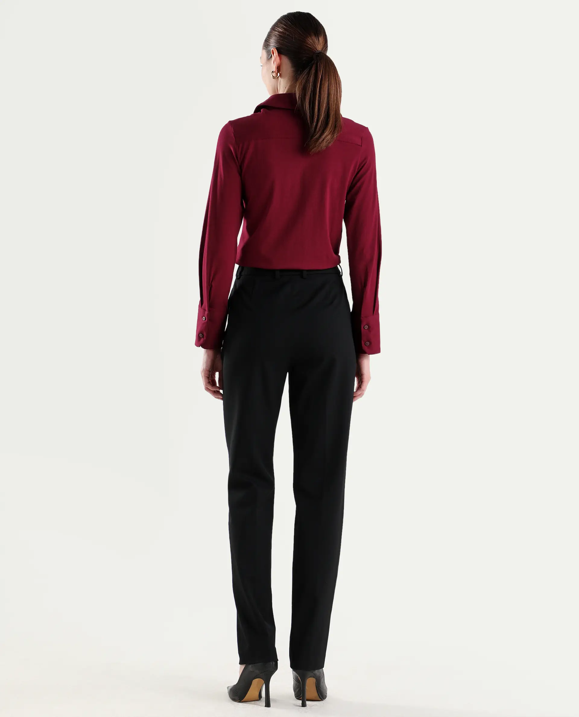 Rareism Women's Paper Black Viscose Blend Tapered Plain Trouser - Image 7