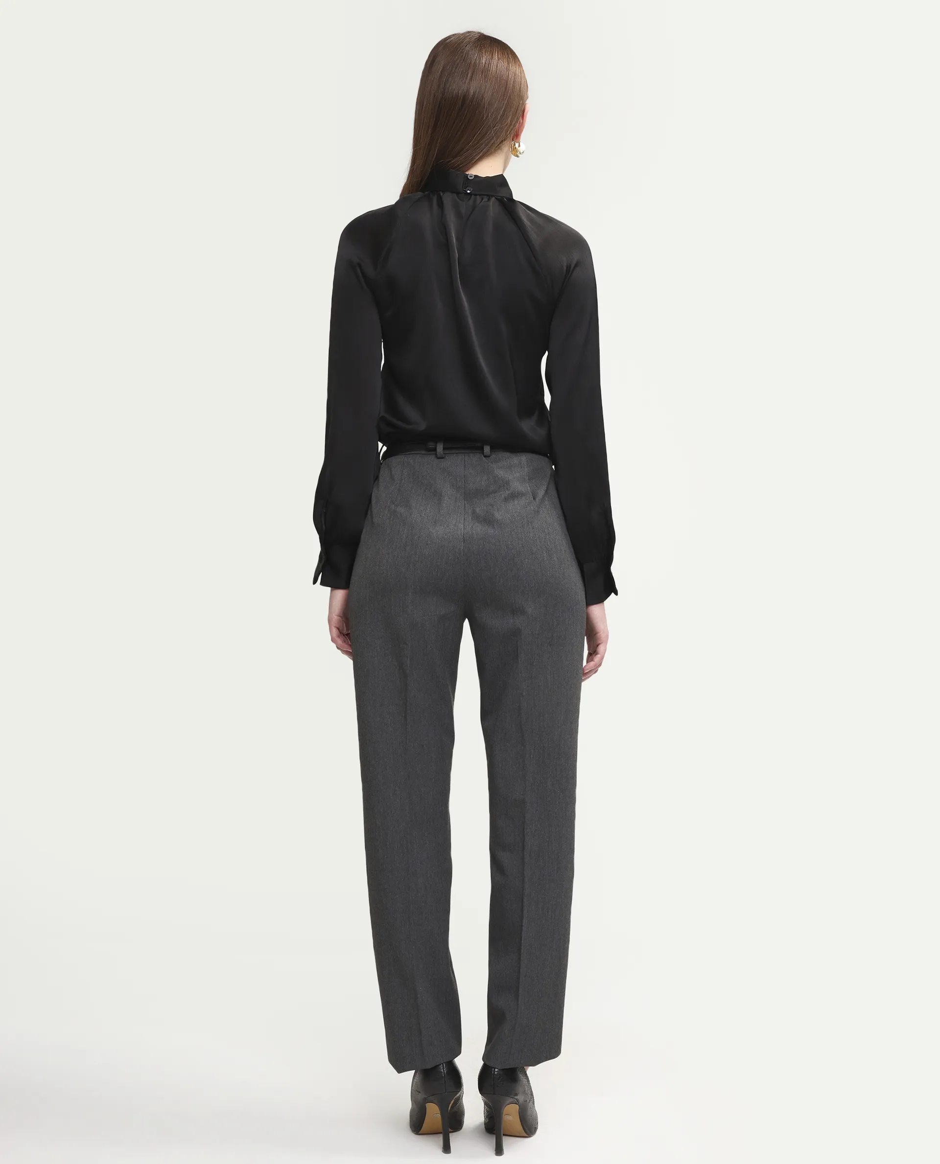 Rareism Women's Paper Grey Viscose Blend Fabric Tapered Plain Trouser - Image 7