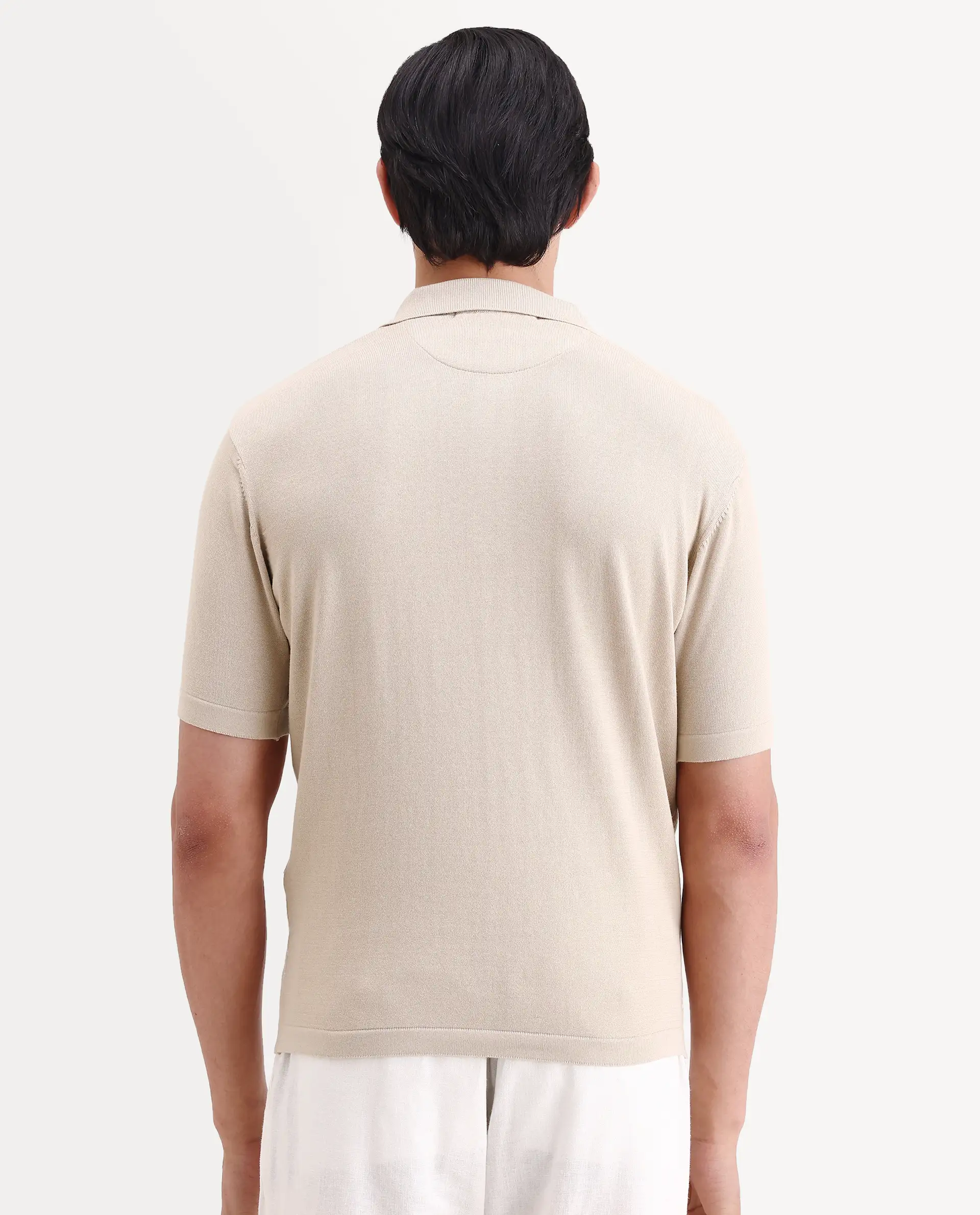 Rare Rabbit Men's Par Beige Cotton Fabric Full Sleeve Regular Fit Floral Print Polo - Image 7