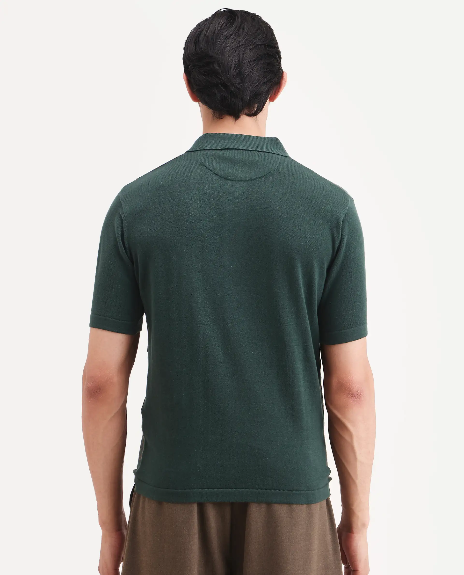 Rare Rabbit Men's Par Dark Green Cotton Fabric Full Sleeve Regular Fit Floral Print Polo - Image 7
