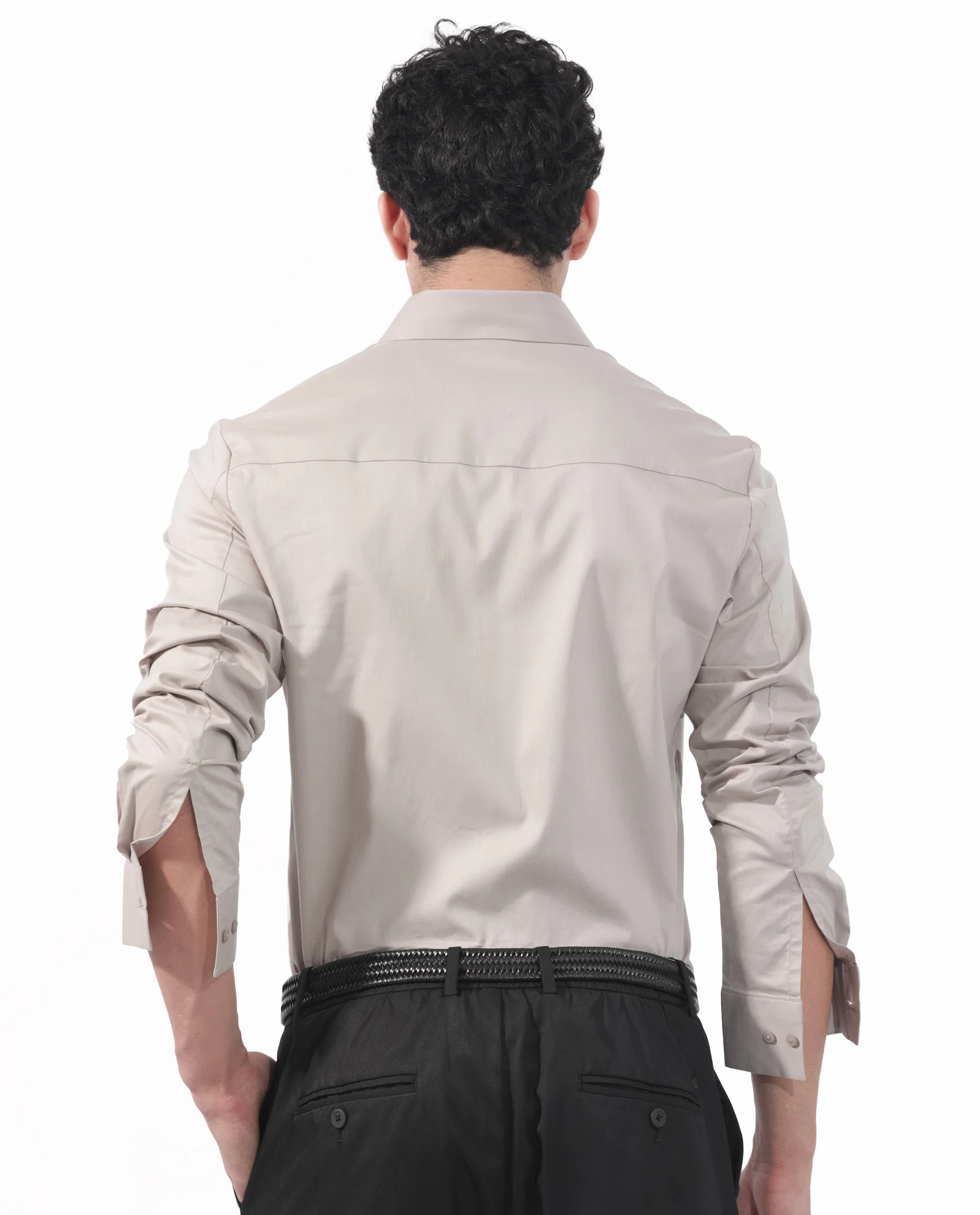 Rare Rabbit Men's Para Beige Cotton Fabric Full Sleeves Creaseless Solid Shirt - Image 8