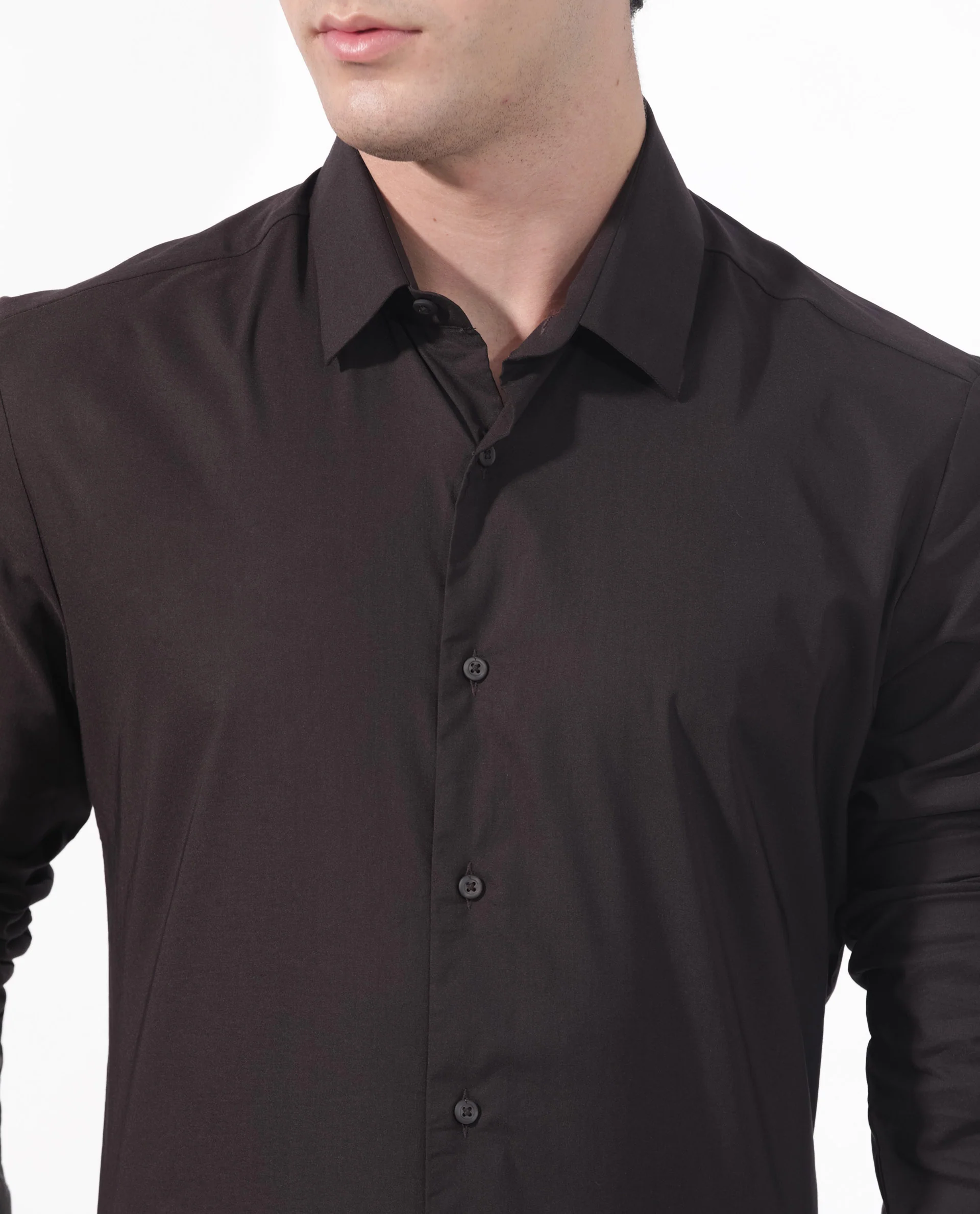 Rare Rabbit Men's Para Dark Maroon Cotton Fabric Full Sleeves Creaseless Solid Shirt - Image 3