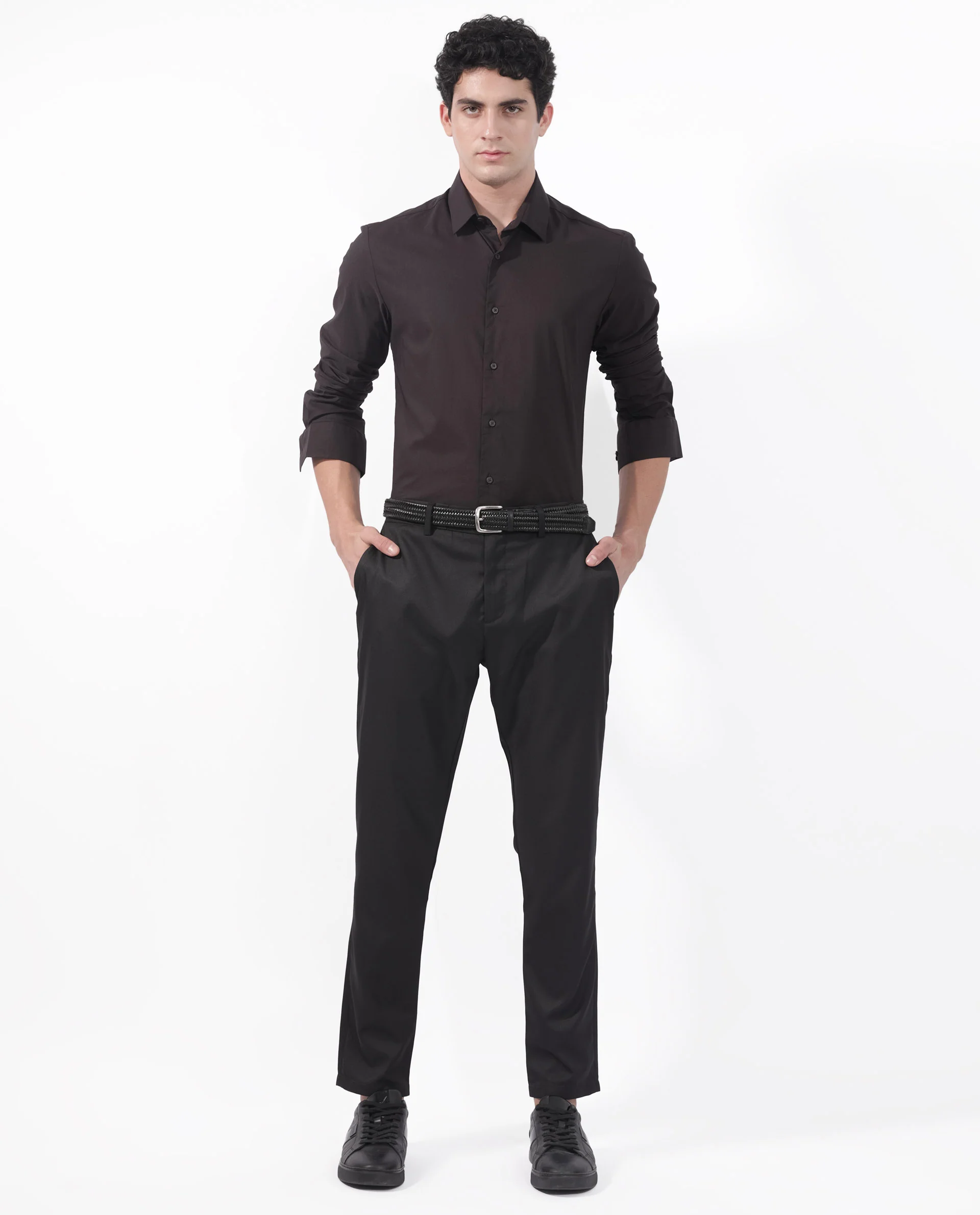 Rare Rabbit Men's Para Dark Maroon Cotton Fabric Full Sleeves Creaseless Solid Shirt - Image 4