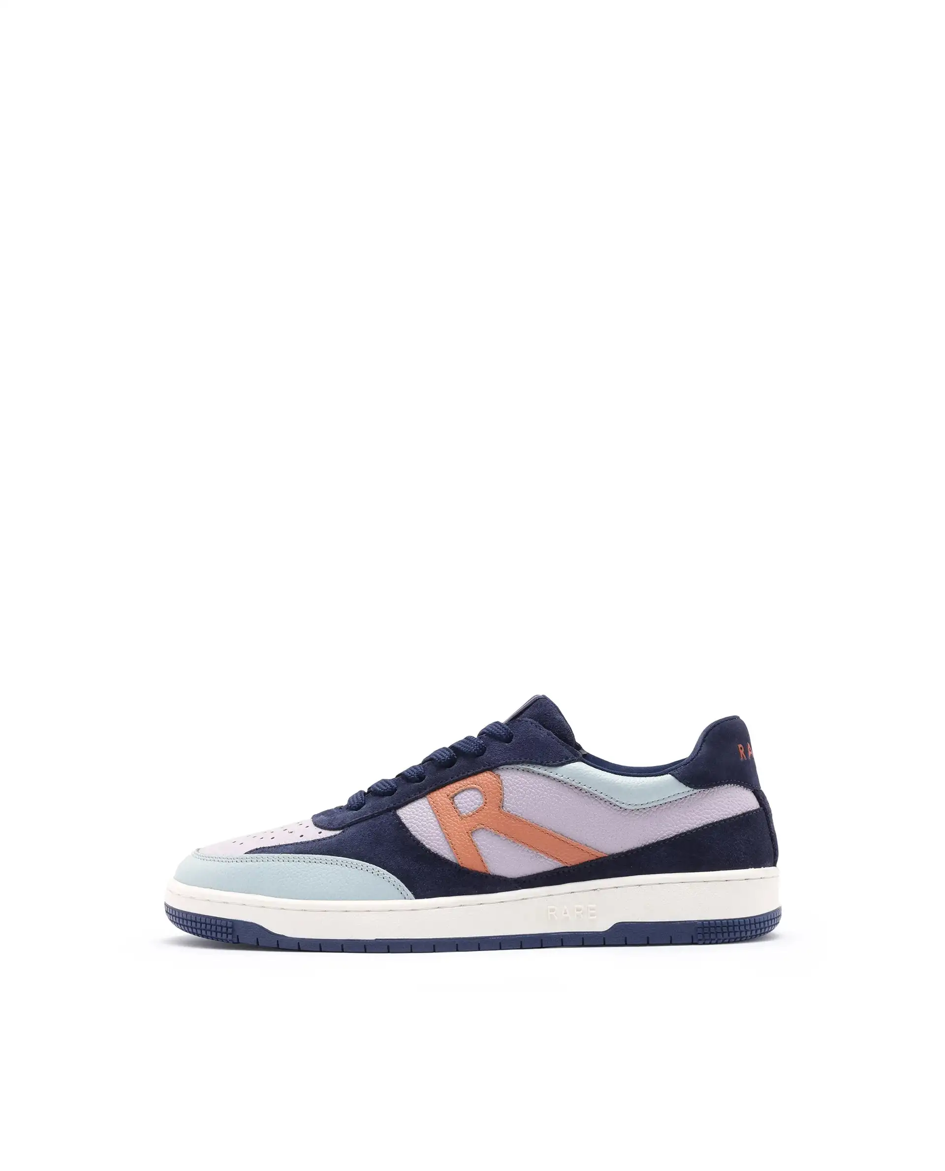 Rare Rabbit Men's Parallax Purple / Navy Genuine Suede Colorblock Low-Top Lace-Up Sneaker Shoes