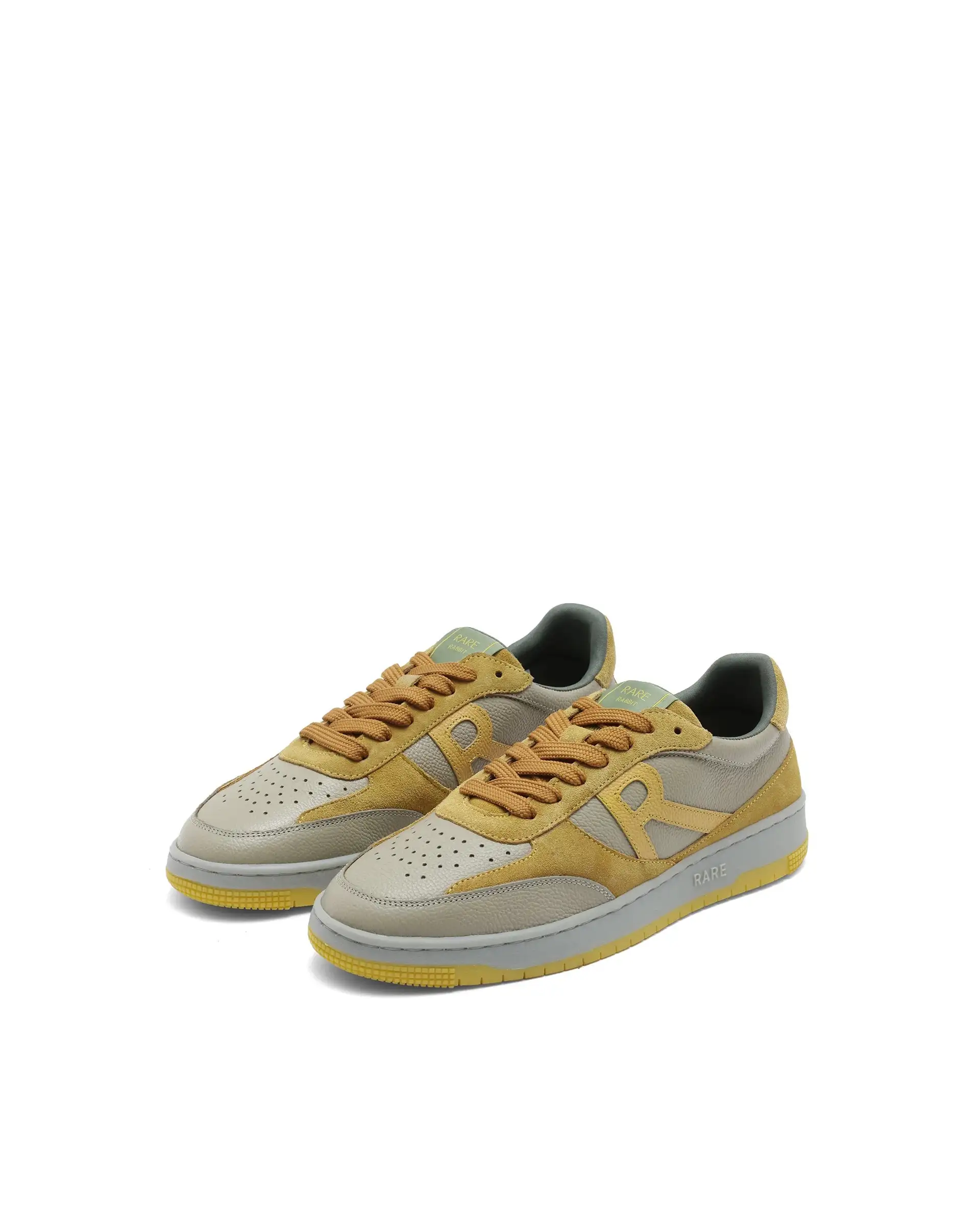 Rare Rabbit Men's Parallax Sage/Yellow Genuine Suede Colorblock Low-Top Lace-Up Sneaker Shoes - Image 3