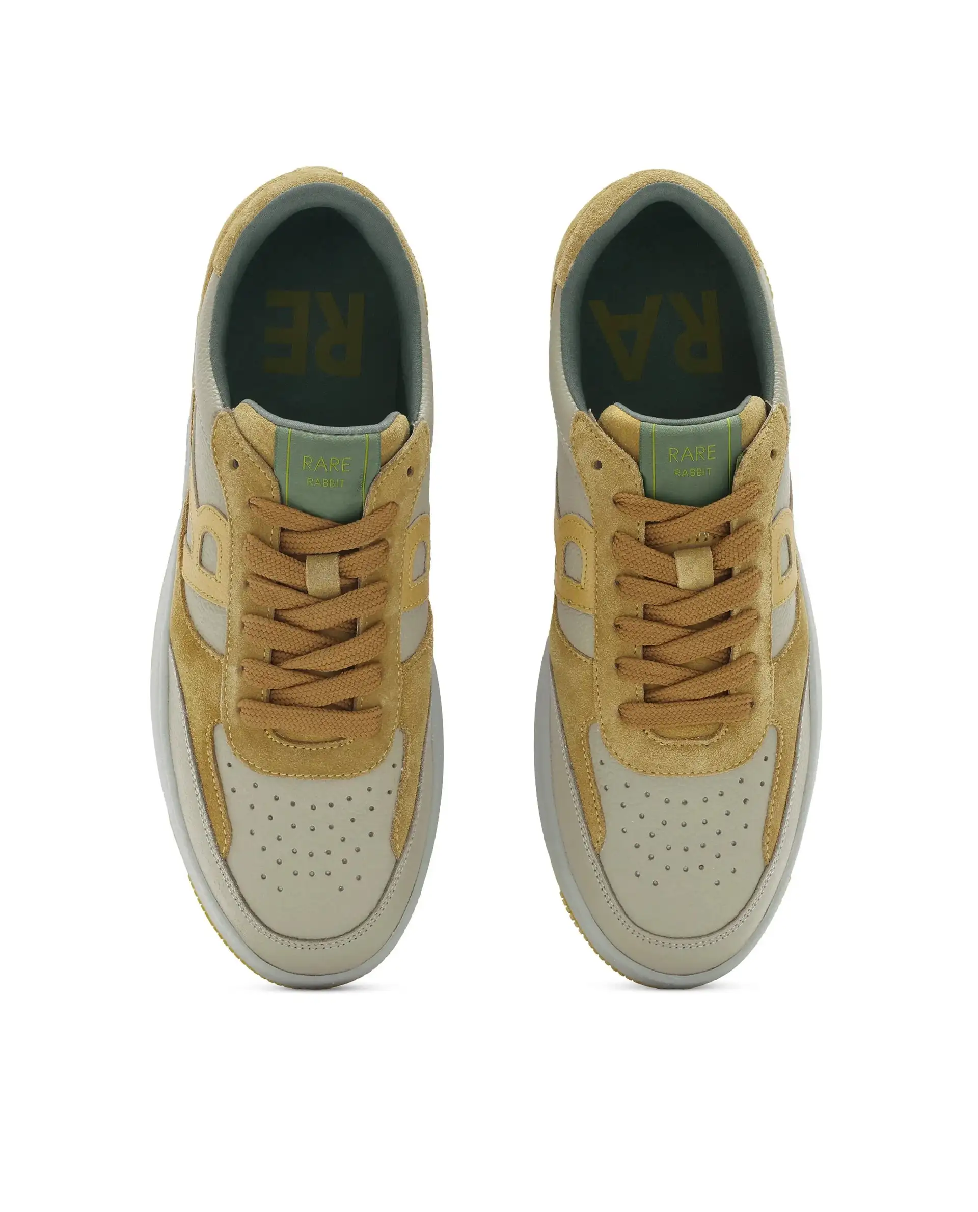 Rare Rabbit Men's Parallax Sage/Yellow Genuine Suede Colorblock Low-Top Lace-Up Sneaker Shoes - Image 7