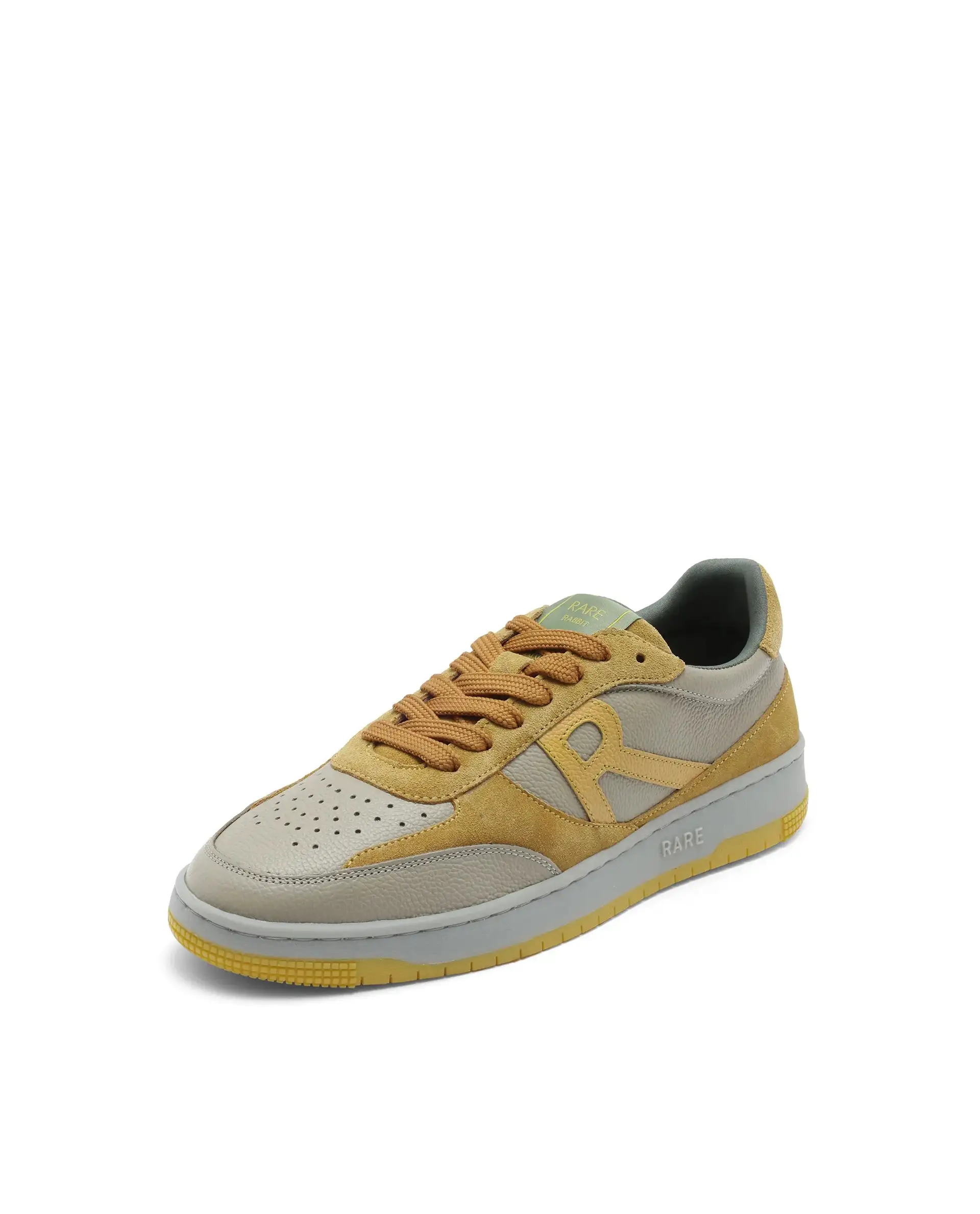 Rare Rabbit Men's Parallax Sage/Yellow Genuine Suede Colorblock Low-Top Lace-Up Sneaker Shoes - Image 8
