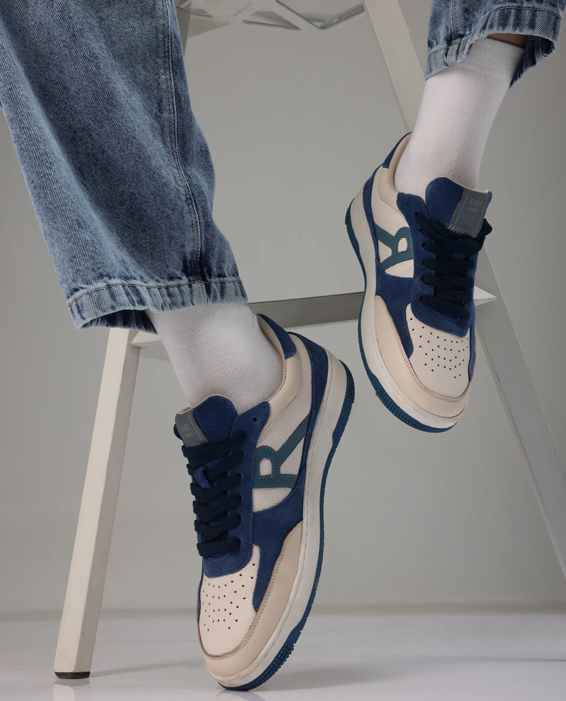 Rare Rabbit Men's Parallax Teal / Beige Plain Shoes - Image 2