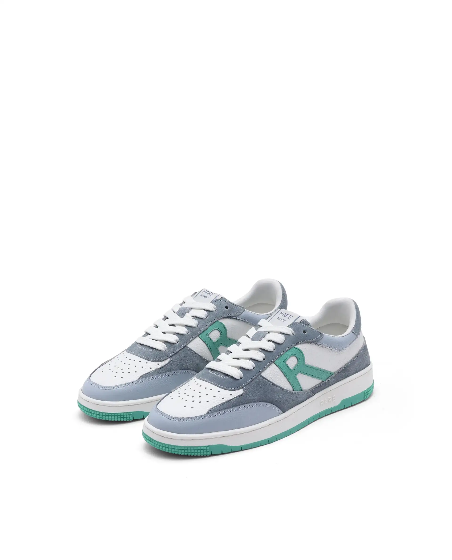 Rare Rabbit Men's Parallax White/ Blue Genuine Suede Colorblock Low-Top Lace-Up Sneaker Shoes - Image 3