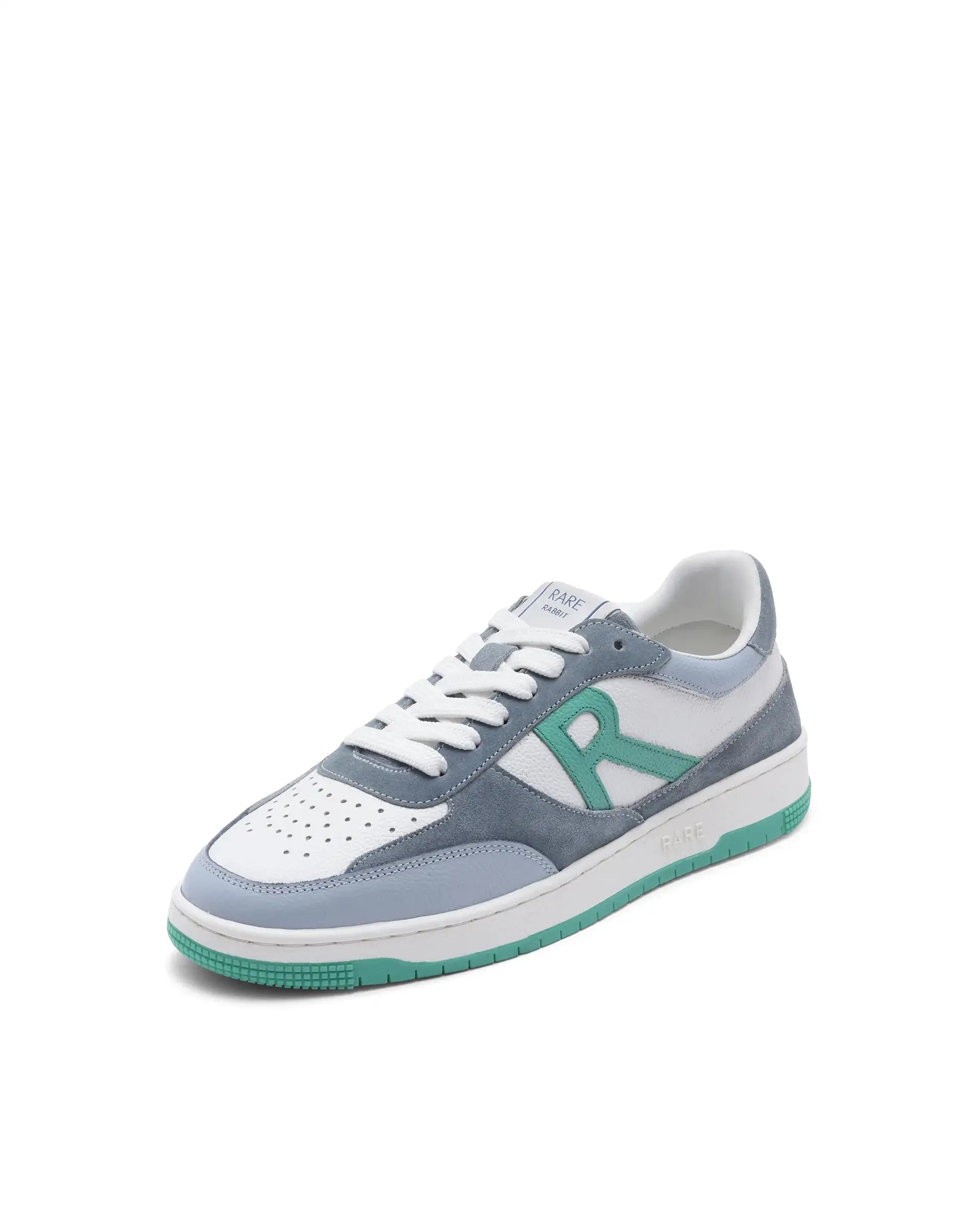 Rare Rabbit Men's Parallax White/ Blue Genuine Suede Colorblock Low-Top Lace-Up Sneaker Shoes - Image 6
