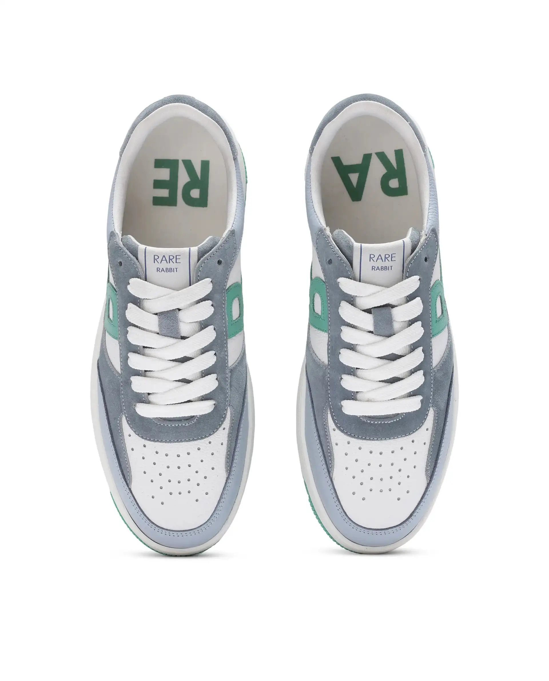 Rare Rabbit Men's Parallax White/ Blue Genuine Suede Colorblock Low-Top Lace-Up Sneaker Shoes - Image 7