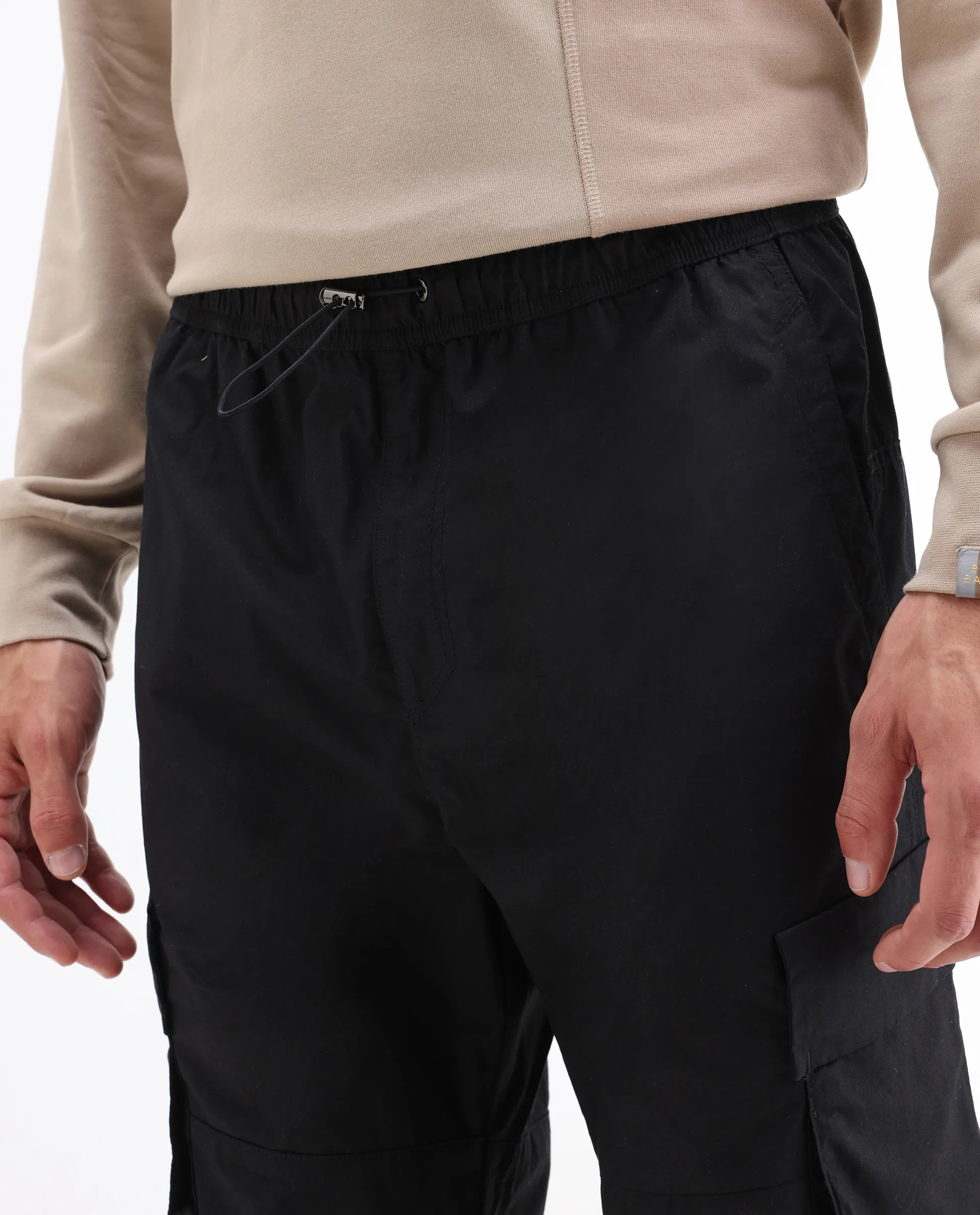 Rare Rabbit Men's Parc Black Cotton Plain Regular Fit Trouser - Image 3