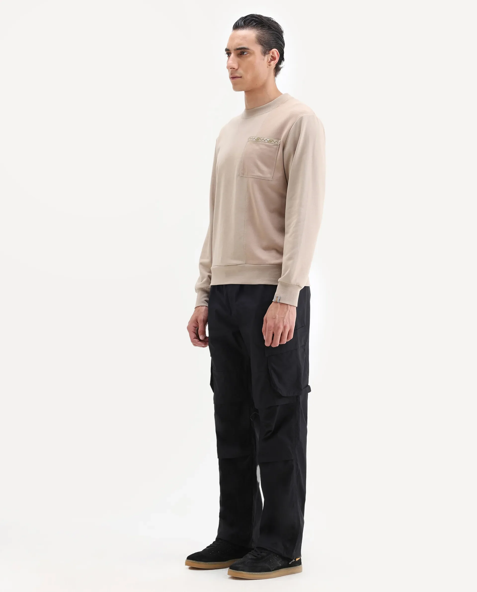 Rare Rabbit Men's Parc Black Cotton Plain Regular Fit Trouser - Image 4
