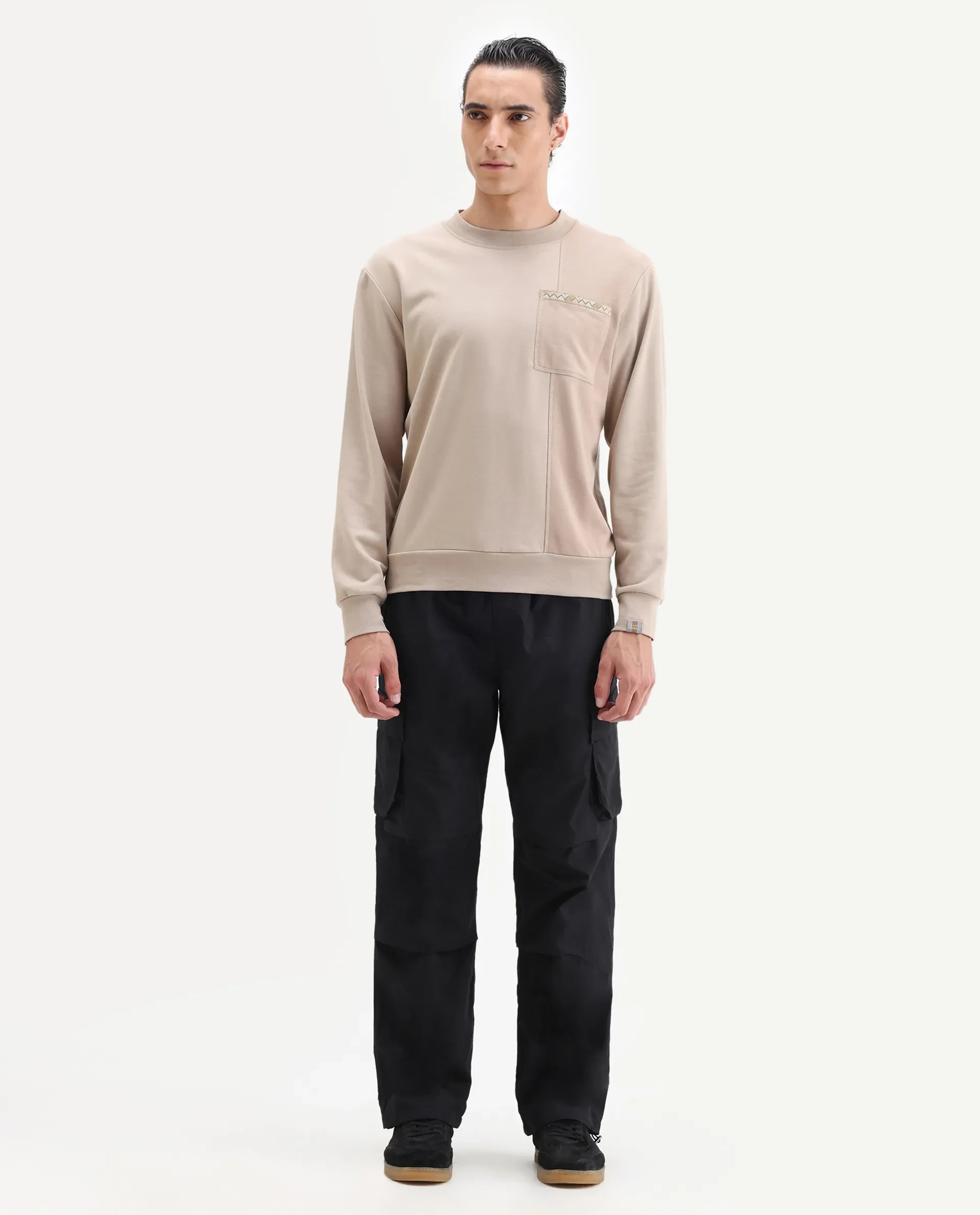 Rare Rabbit Men's Parc Black Cotton Plain Regular Fit Trouser - Image 8