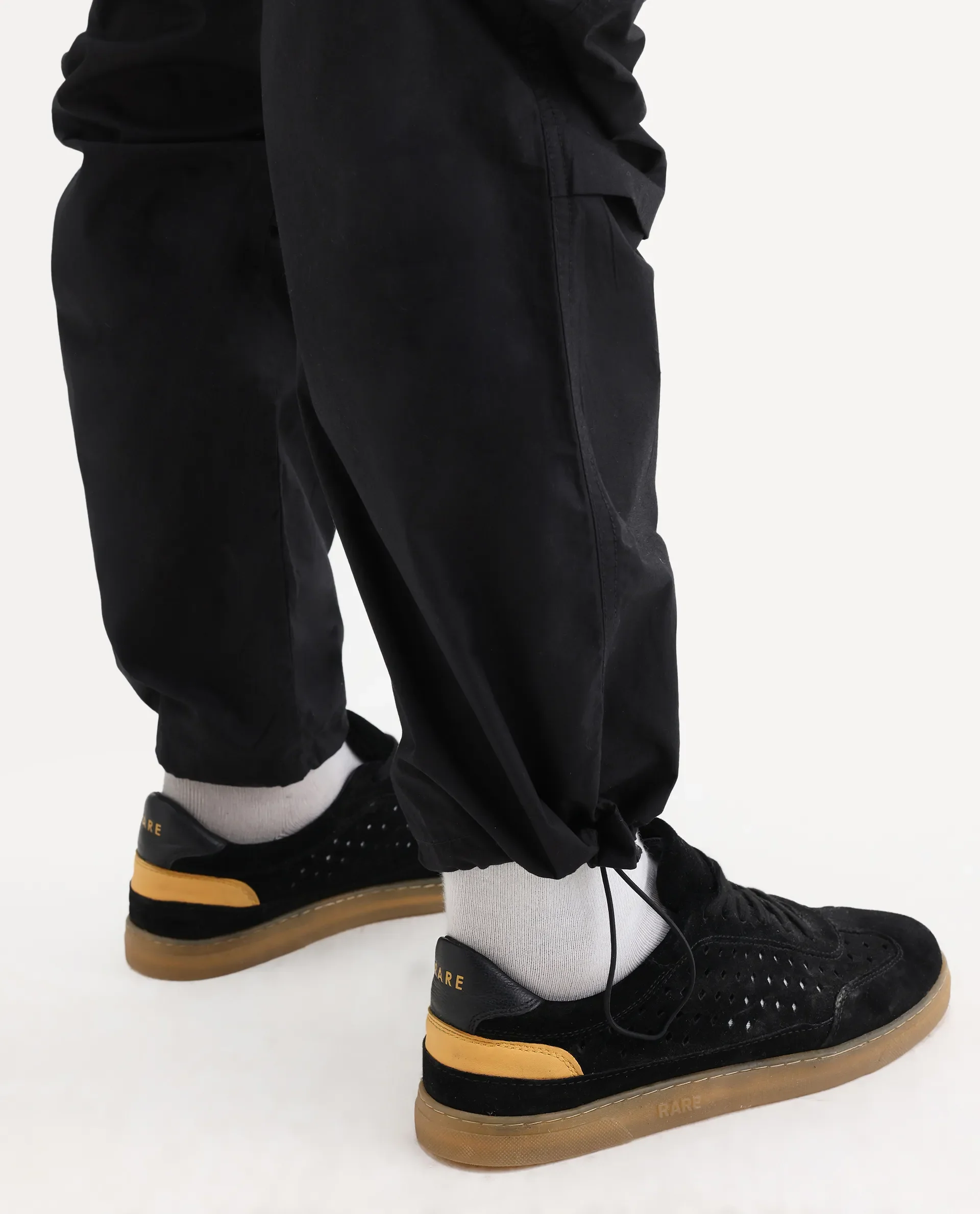 Rare Rabbit Men's Parc Black Cotton Plain Regular Fit Trouser - Image 9
