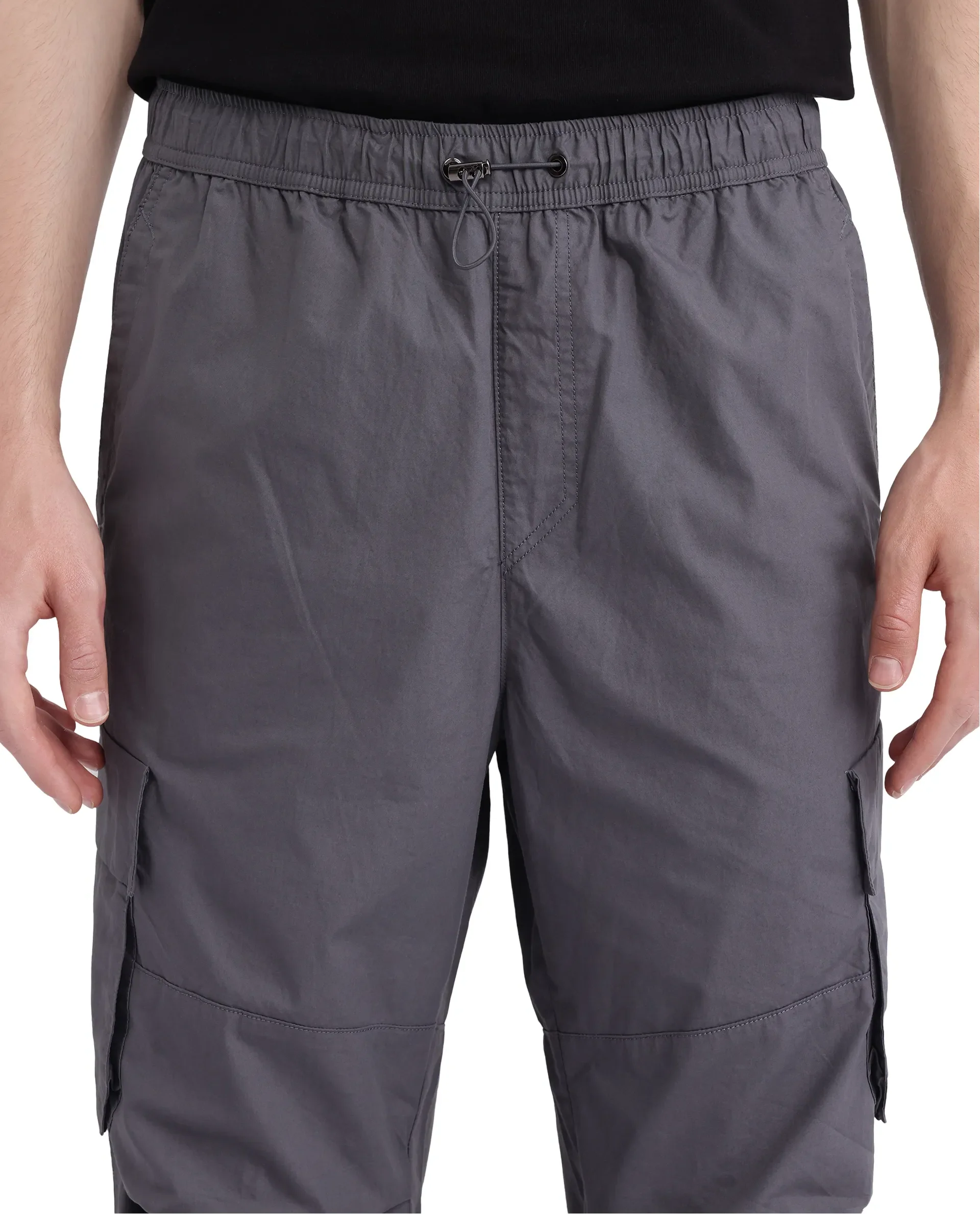 Rare Rabbit Men's Parc Grey Cotton Plain Regular Fit Trouser - Image 3