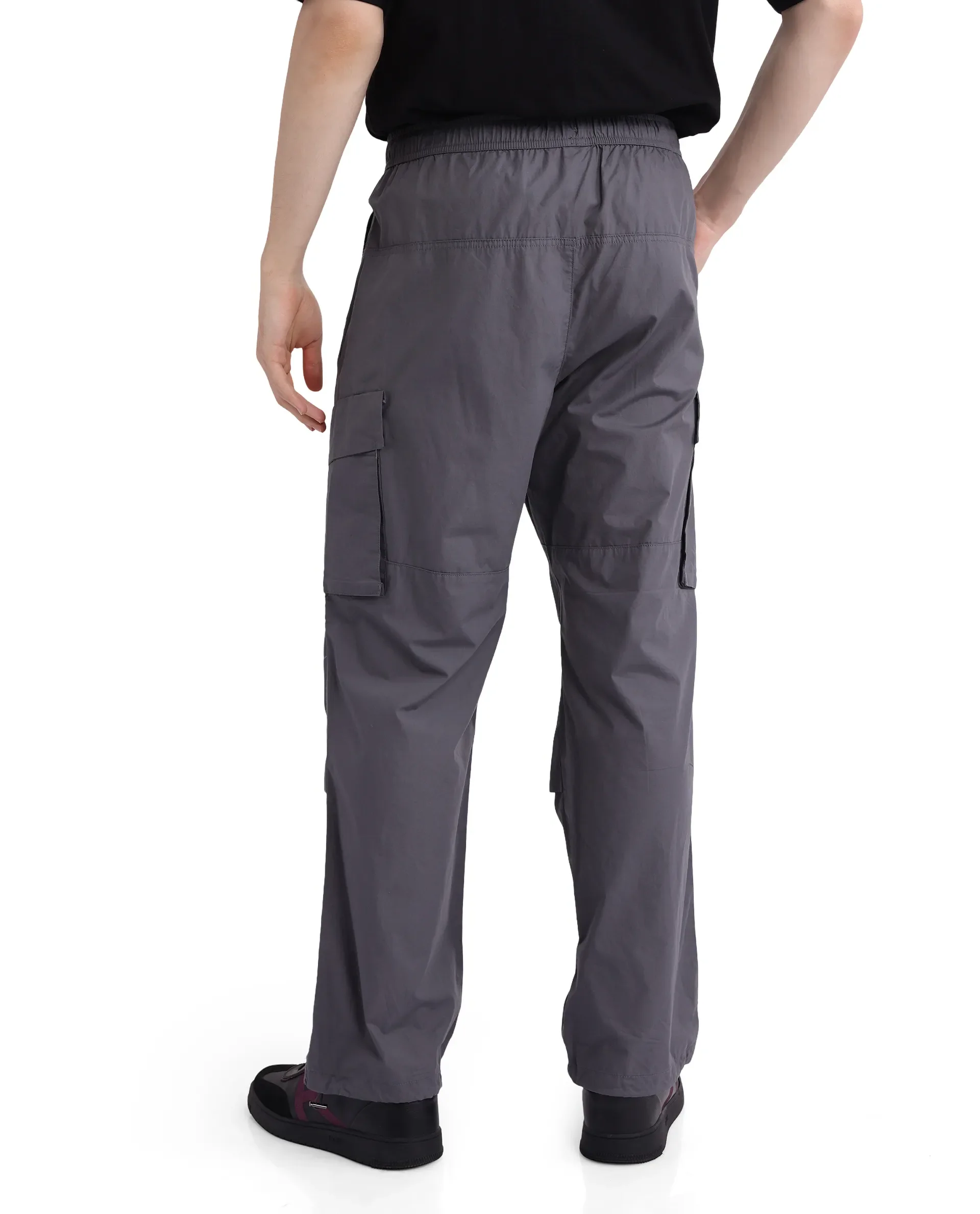 Rare Rabbit Men's Parc Grey Cotton Plain Regular Fit Trouser - Image 4