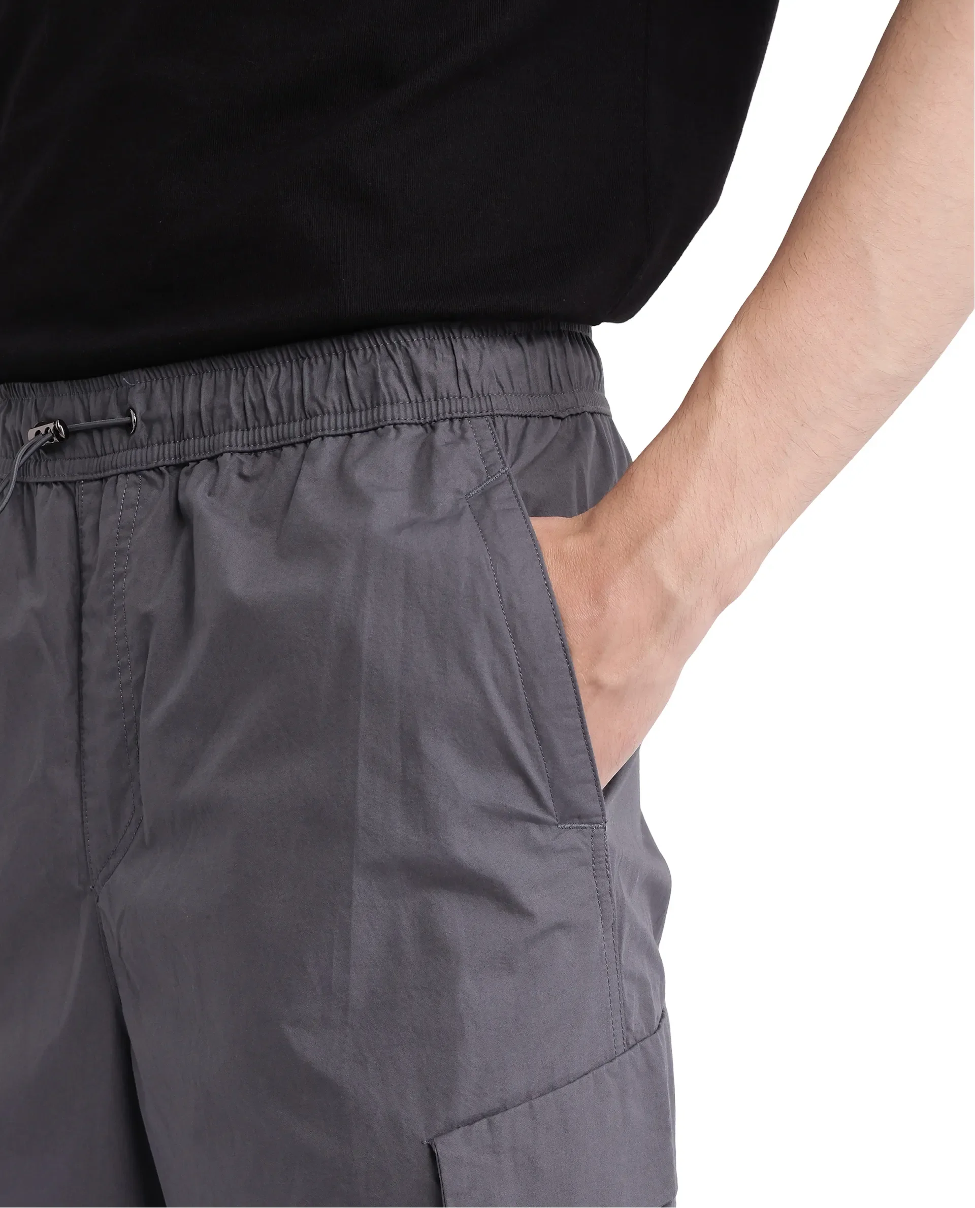 Rare Rabbit Men's Parc Grey Cotton Plain Regular Fit Trouser - Image 7