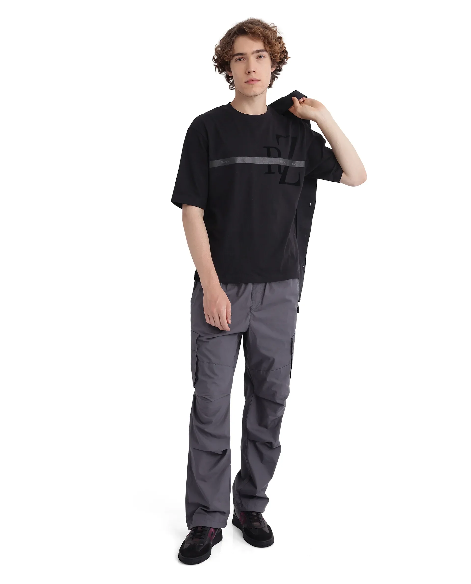 Rare Rabbit Men's Parc Grey Cotton Plain Regular Fit Trouser - Image 8