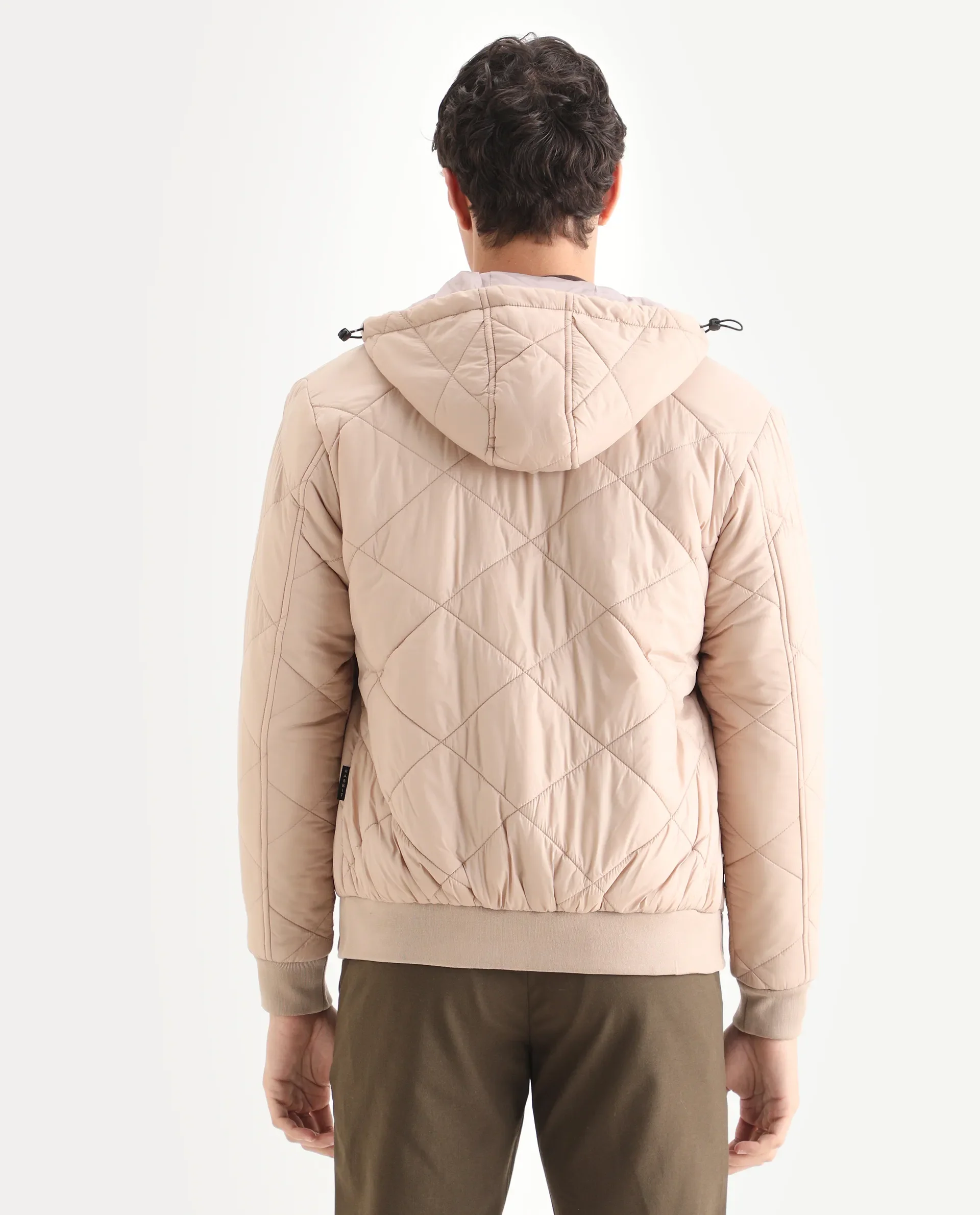 Rare Rabbit Men's Parco Dark Beige Nylon Plain Regular Fit Full Sleeve Hooded Jacket - Image 7