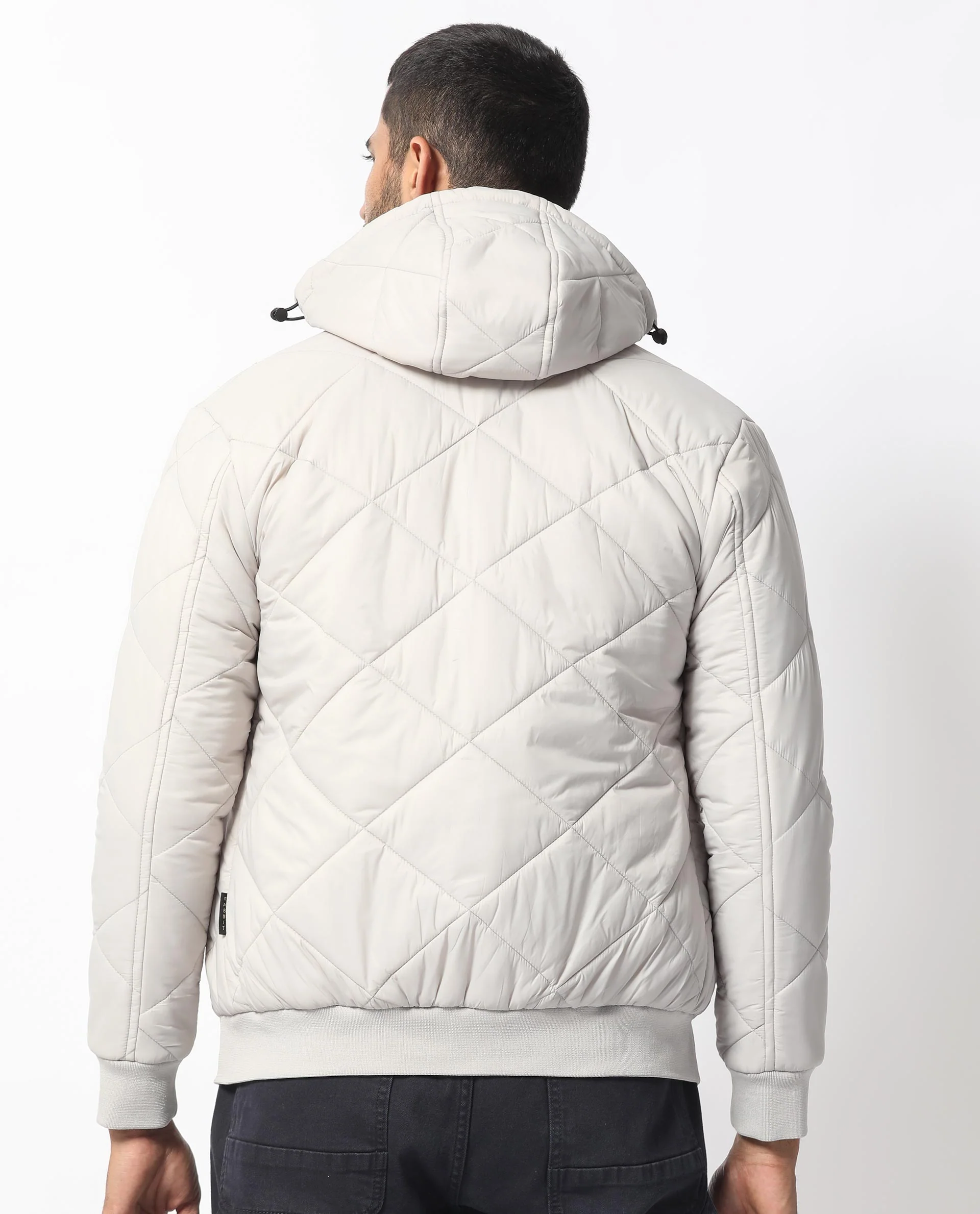Rare Rabbit Men's Parco Light Grey Nylon Plain Regular Fit Full Sleeve Hooded Jacket - Image 9