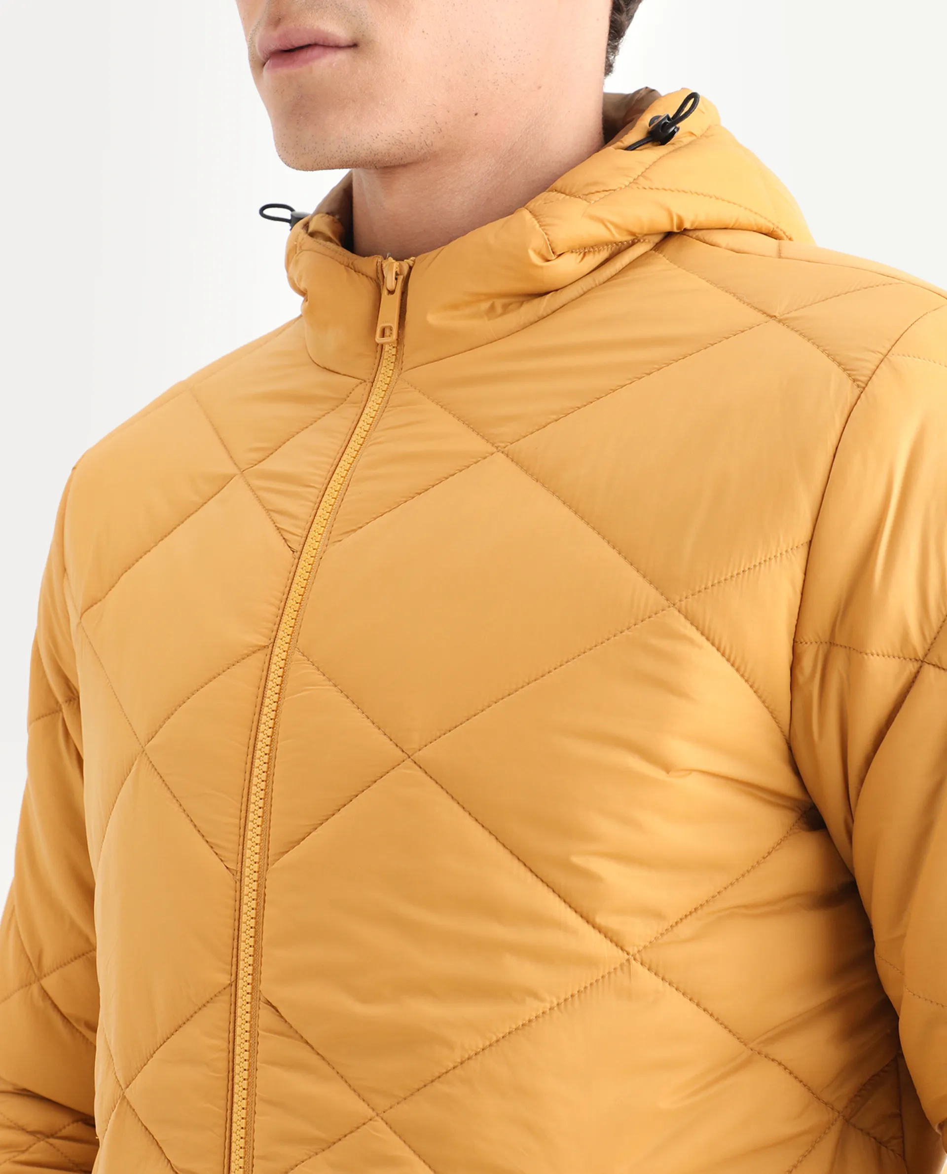 Rare Rabbit Men's Parco Yellow Nylon Plain Regular Fit Full Sleeve Hooded Jacket - Image 3