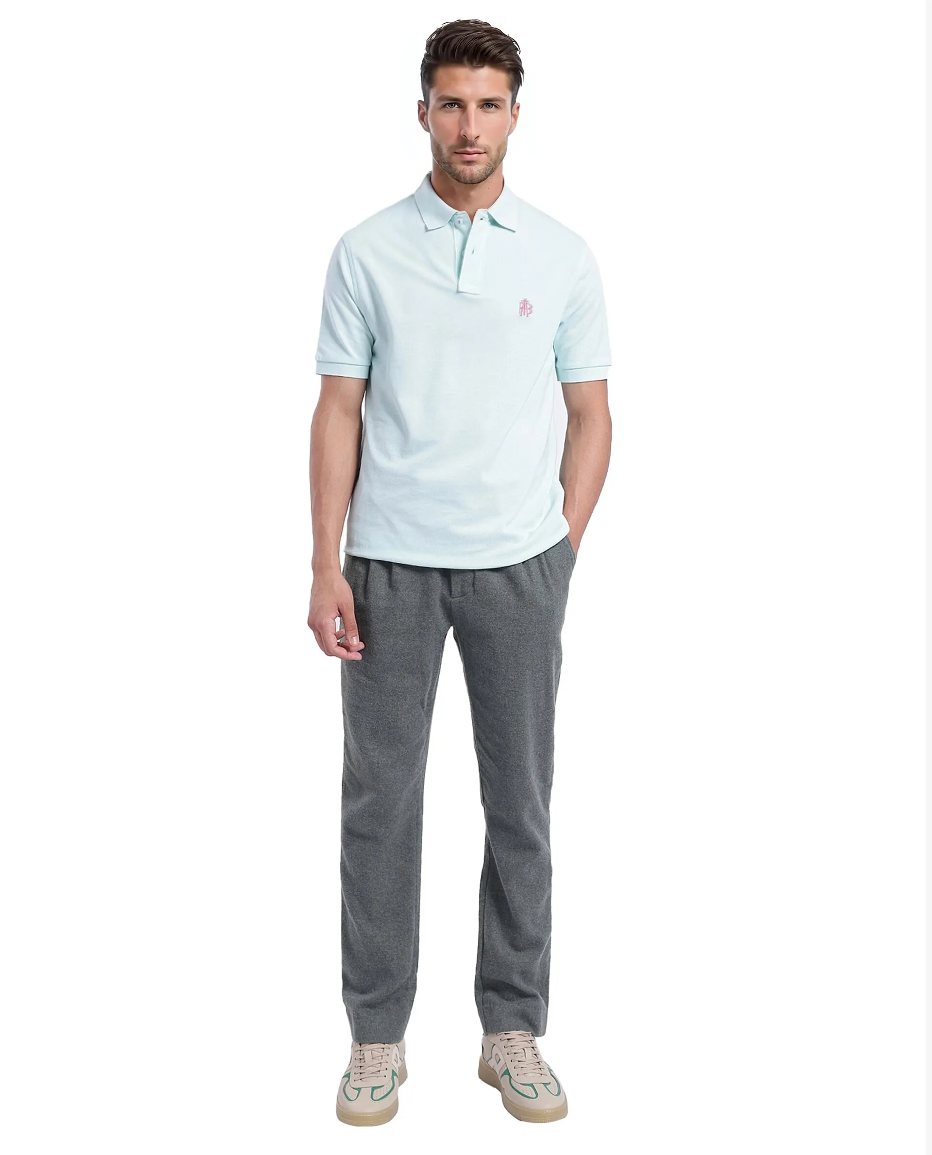 Rare Rabbit Men's Pare-1 Light Blue Cotton Plain Regular Fit Half Sleeve Polo - Image 2