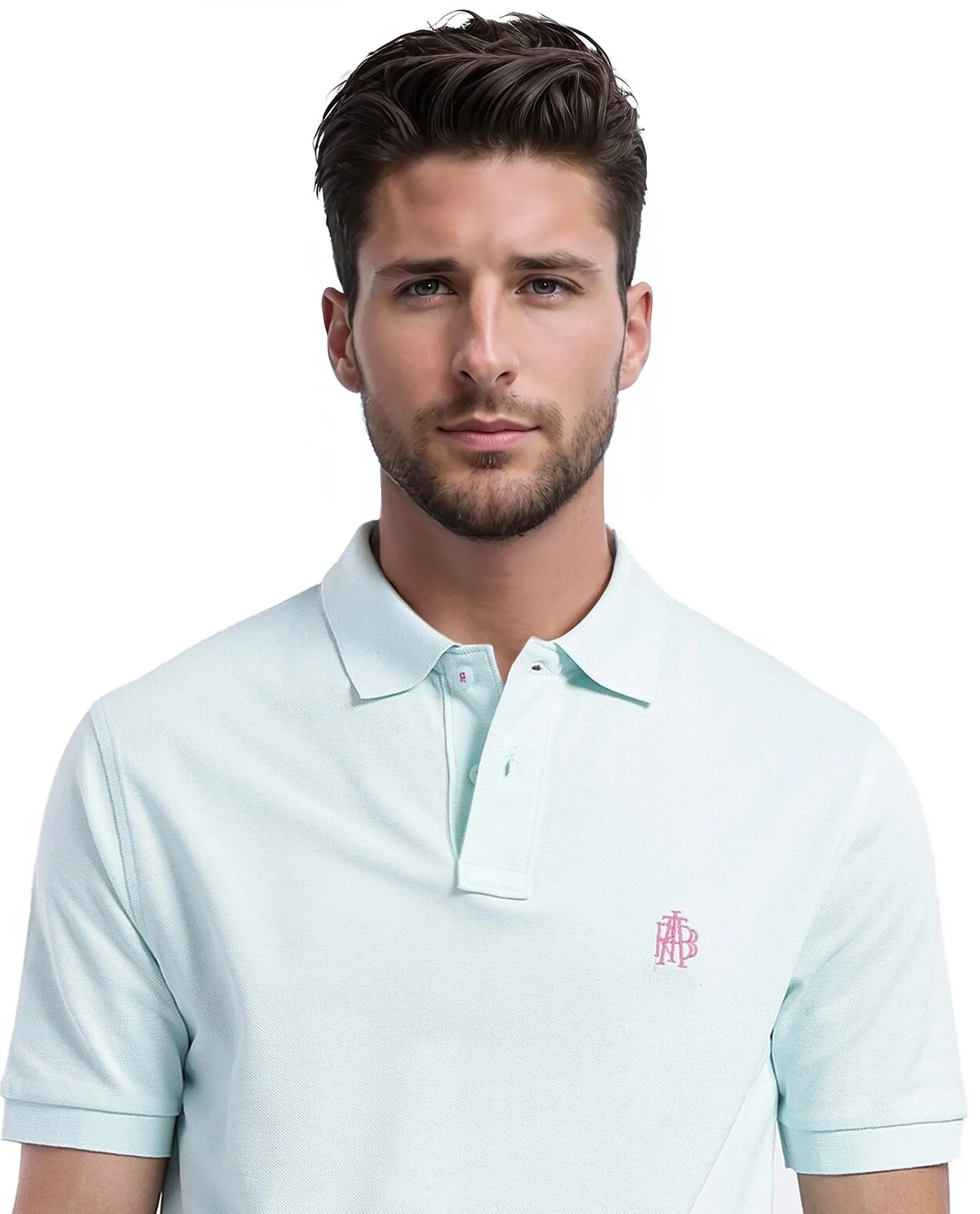 Rare Rabbit Men's Pare-1 Light Blue Cotton Plain Regular Fit Half Sleeve Polo - Image 6