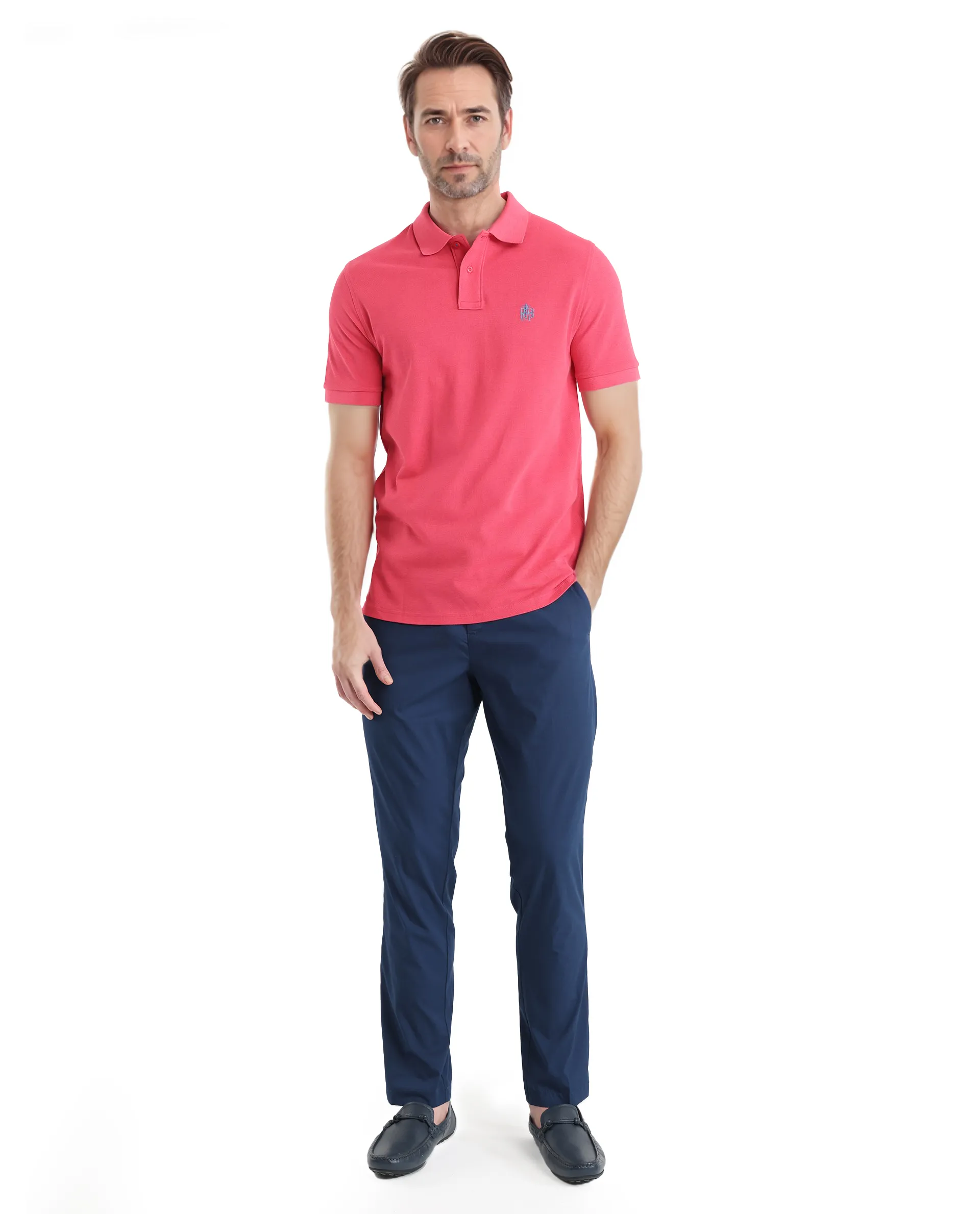 Rare Rabbit Men's Pare-1 Red Cotton Plain Regular Fit Half Sleeve Polo - Image 2