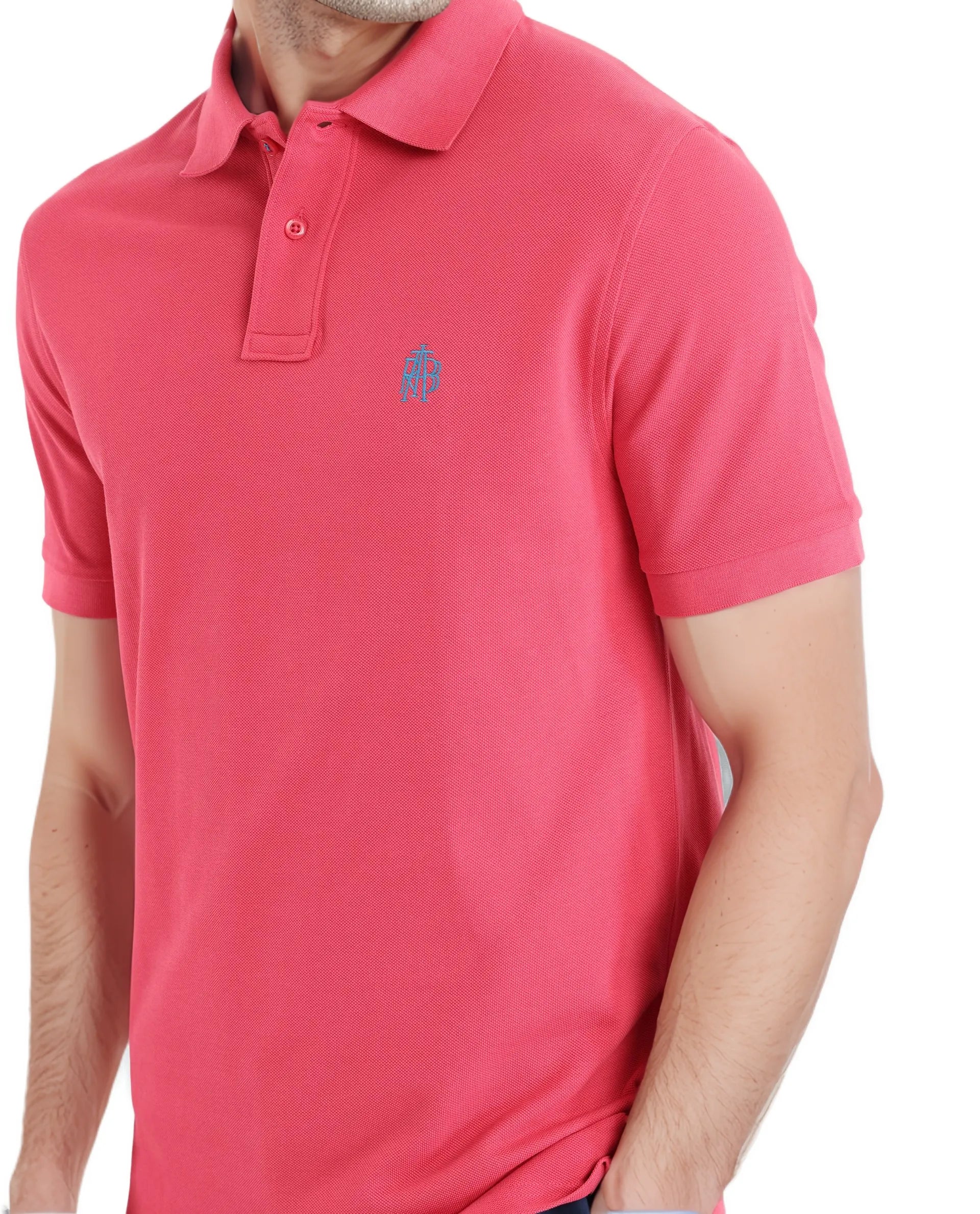Rare Rabbit Men's Pare-1 Red Cotton Plain Regular Fit Half Sleeve Polo - Image 3