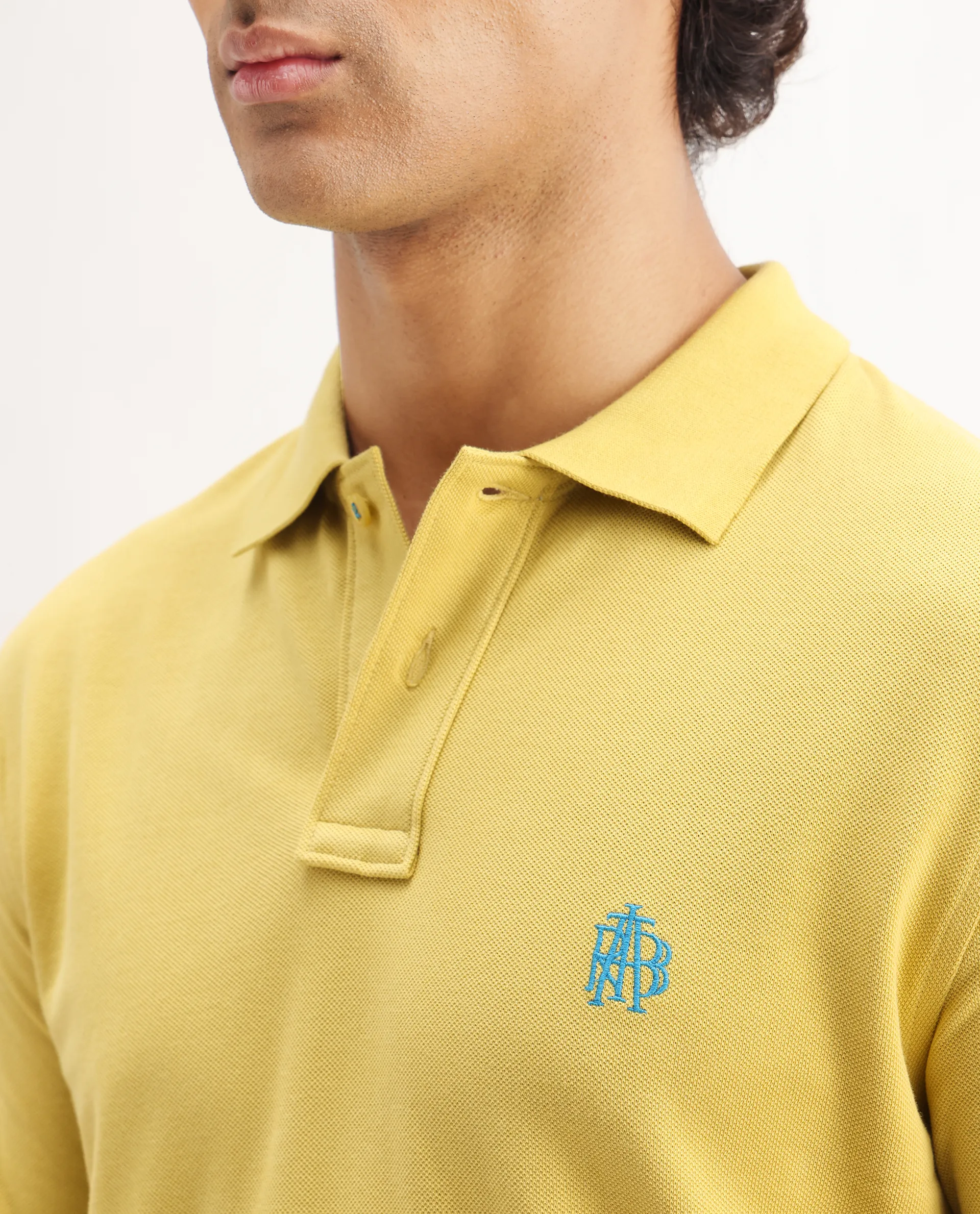 Rare Rabbit Men's Pare-1 Yellow Cotton Plain Regular Fit Half Sleeve Polo - Image 3
