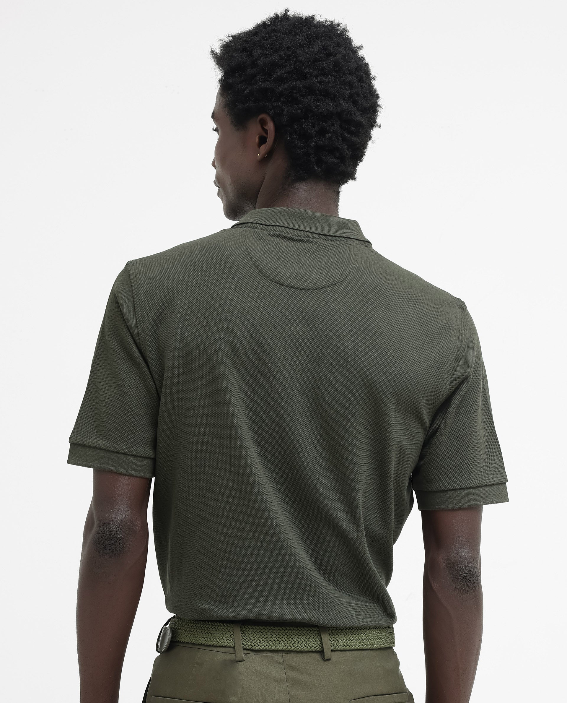 Rare Rabbit Men's Pare Dark Dark Olive Cotton Plain Regular Fit Half Sleeve Polo - Image 8