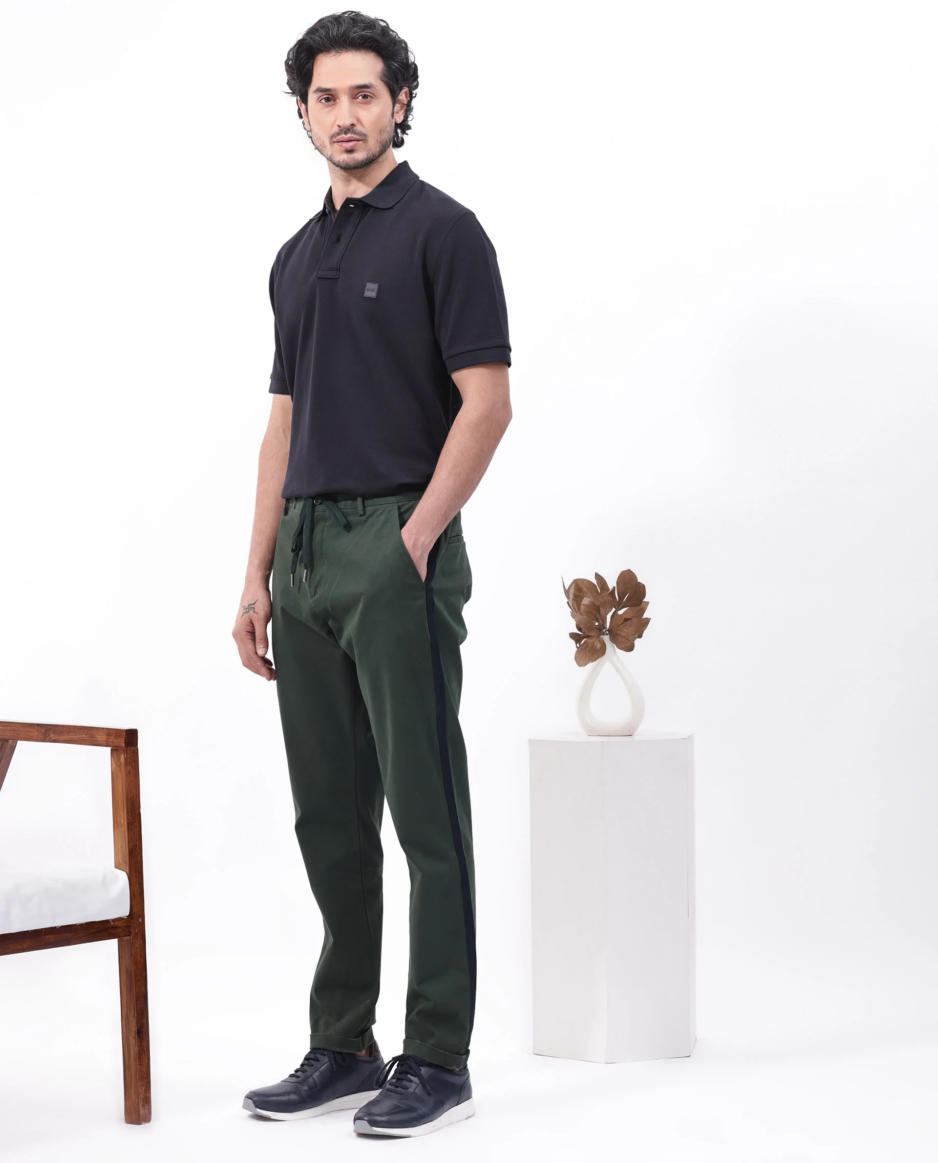 Rare Rabbit Men's Pare Dark Navy Cotton Plain Regular Fit Half Sleeve Polo - Image 3