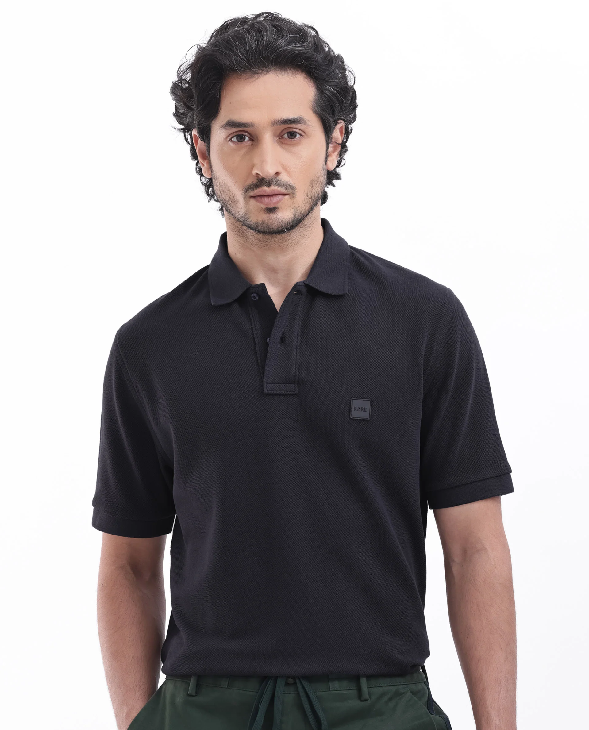 Rare Rabbit Men's Pare Dark Navy Cotton Plain Regular Fit Half Sleeve Polo - Image 6