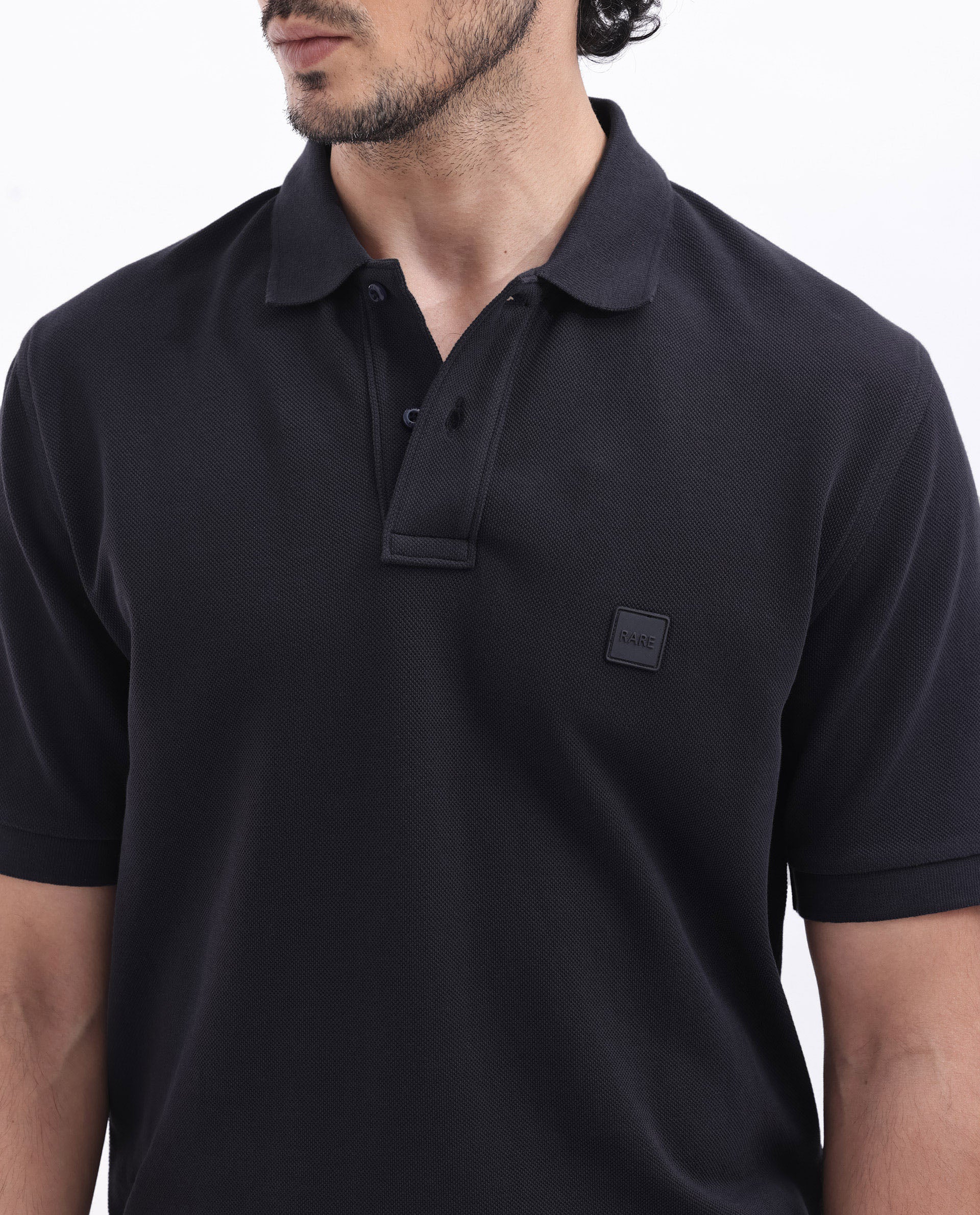 Rare Rabbit Men's Pare Dark Navy Cotton Plain Regular Fit Half Sleeve Polo - Image 7