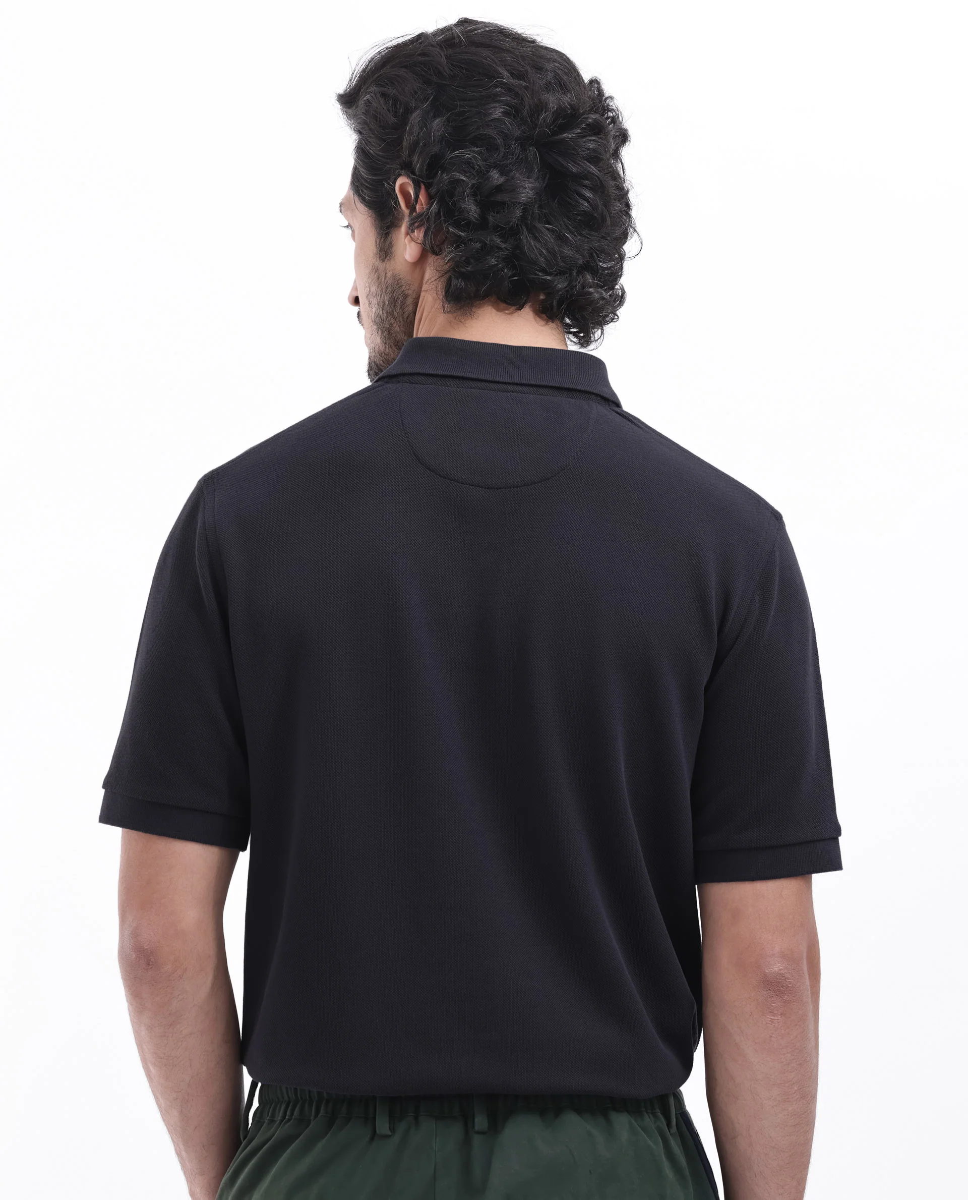 Rare Rabbit Men's Pare Dark Navy Cotton Plain Regular Fit Half Sleeve Polo - Image 8