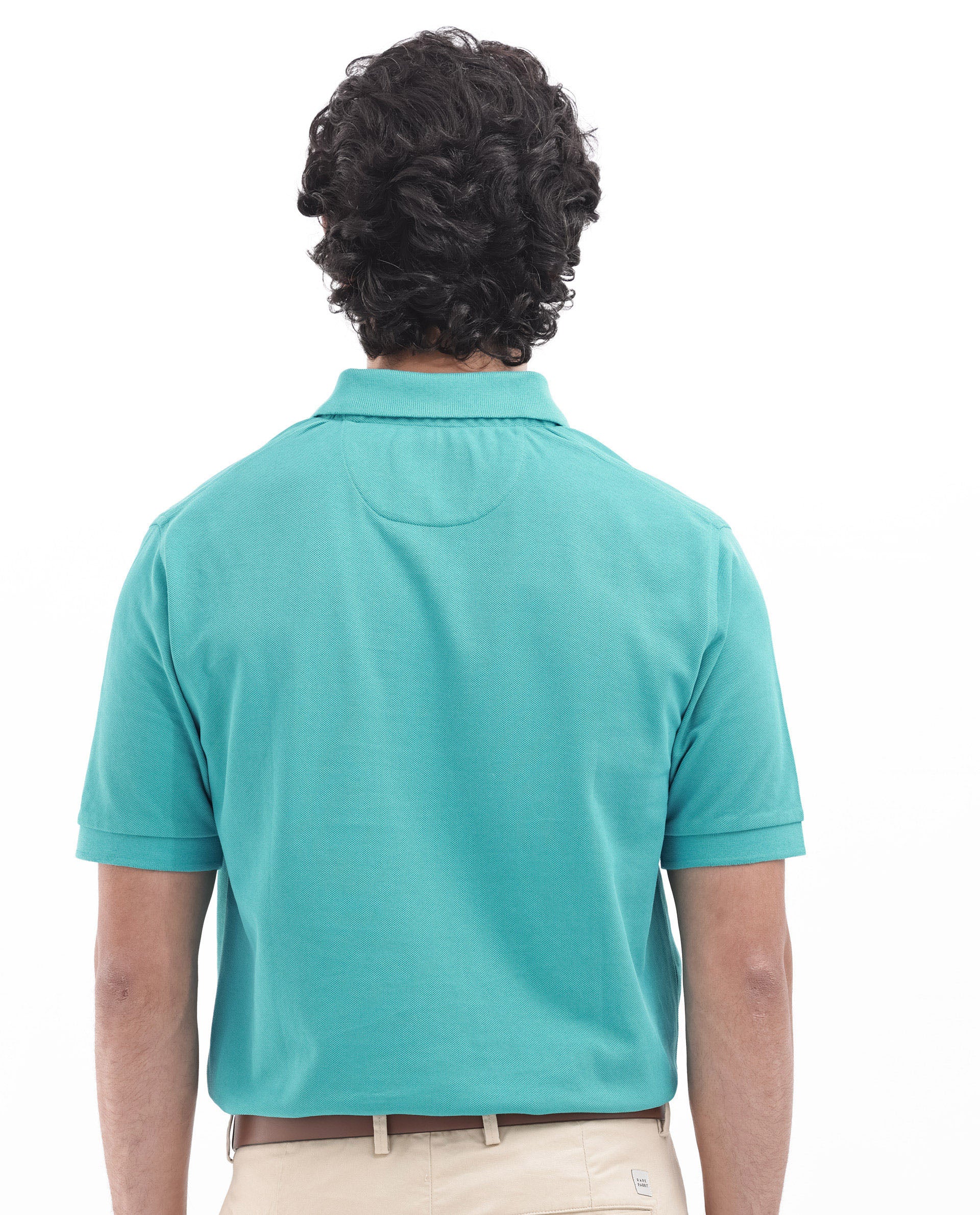 Rare Rabbit Men's Paret-Bright Aqua Cotton Embroidered Regular Fit Half Sleeve Polo - Image 9