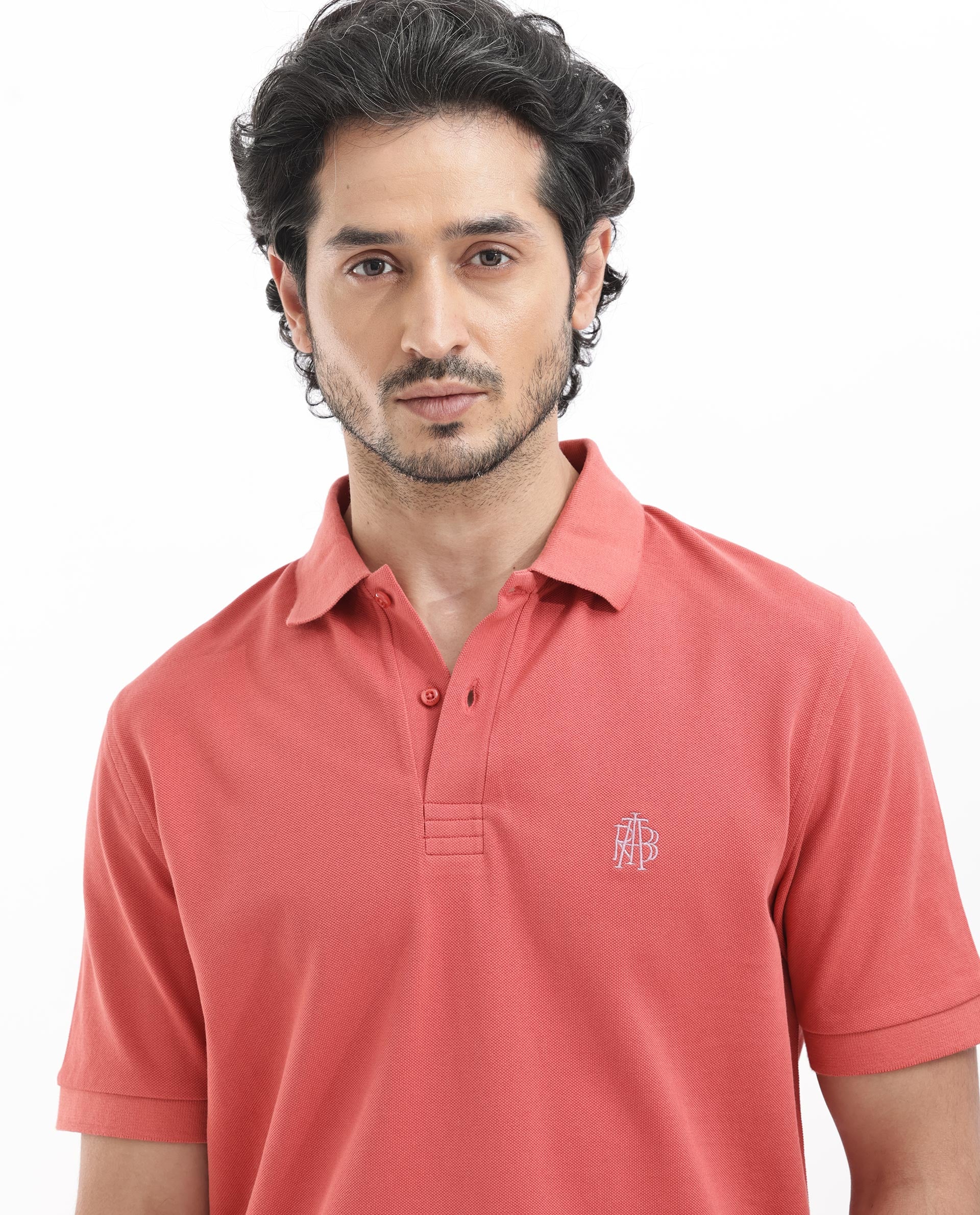 Rare Rabbit Men's Paret-Bright Orange Cotton Embroidered Regular Fit Half Sleeve Polo - Image 6
