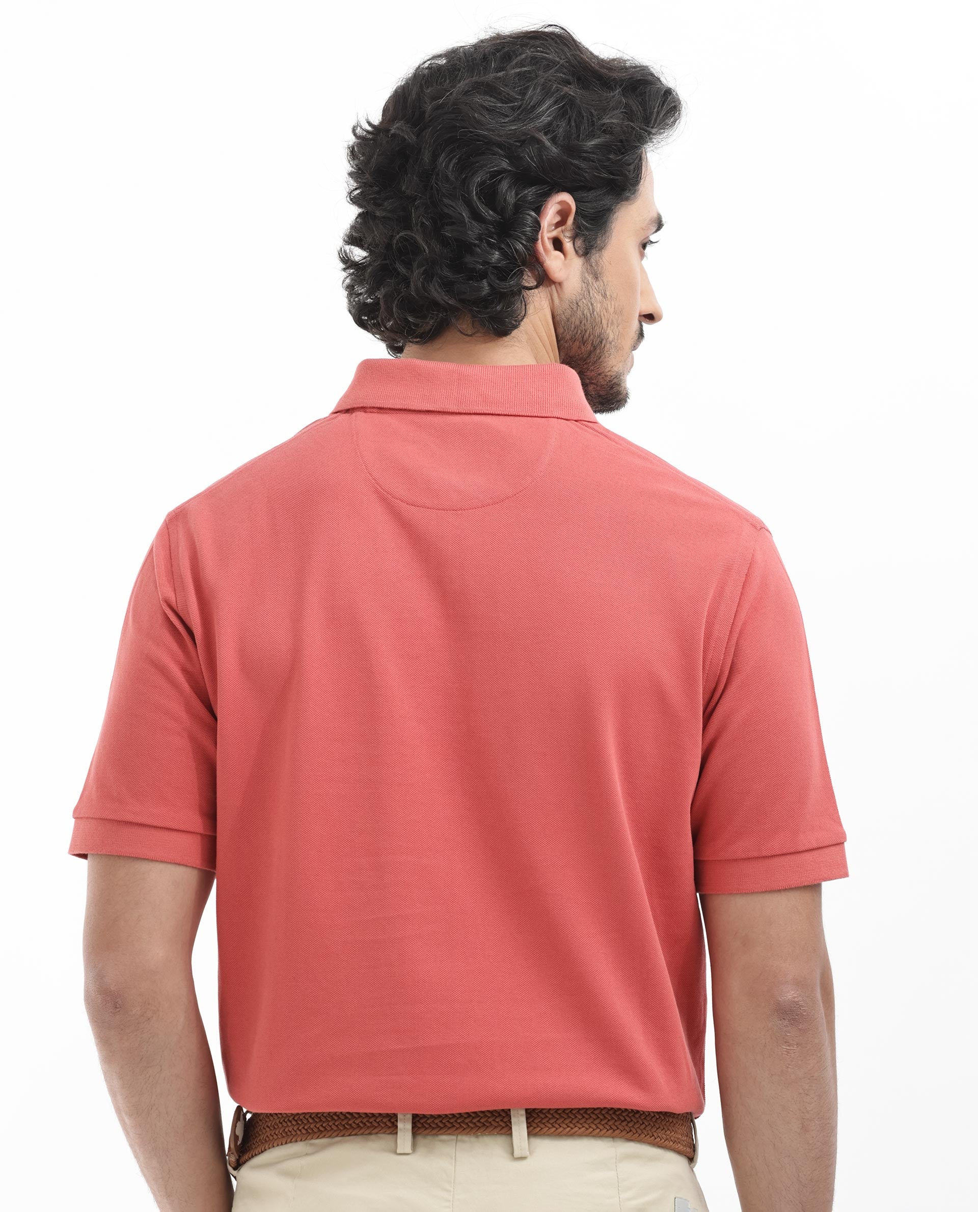 Rare Rabbit Men's Paret-Bright Orange Cotton Embroidered Regular Fit Half Sleeve Polo - Image 8