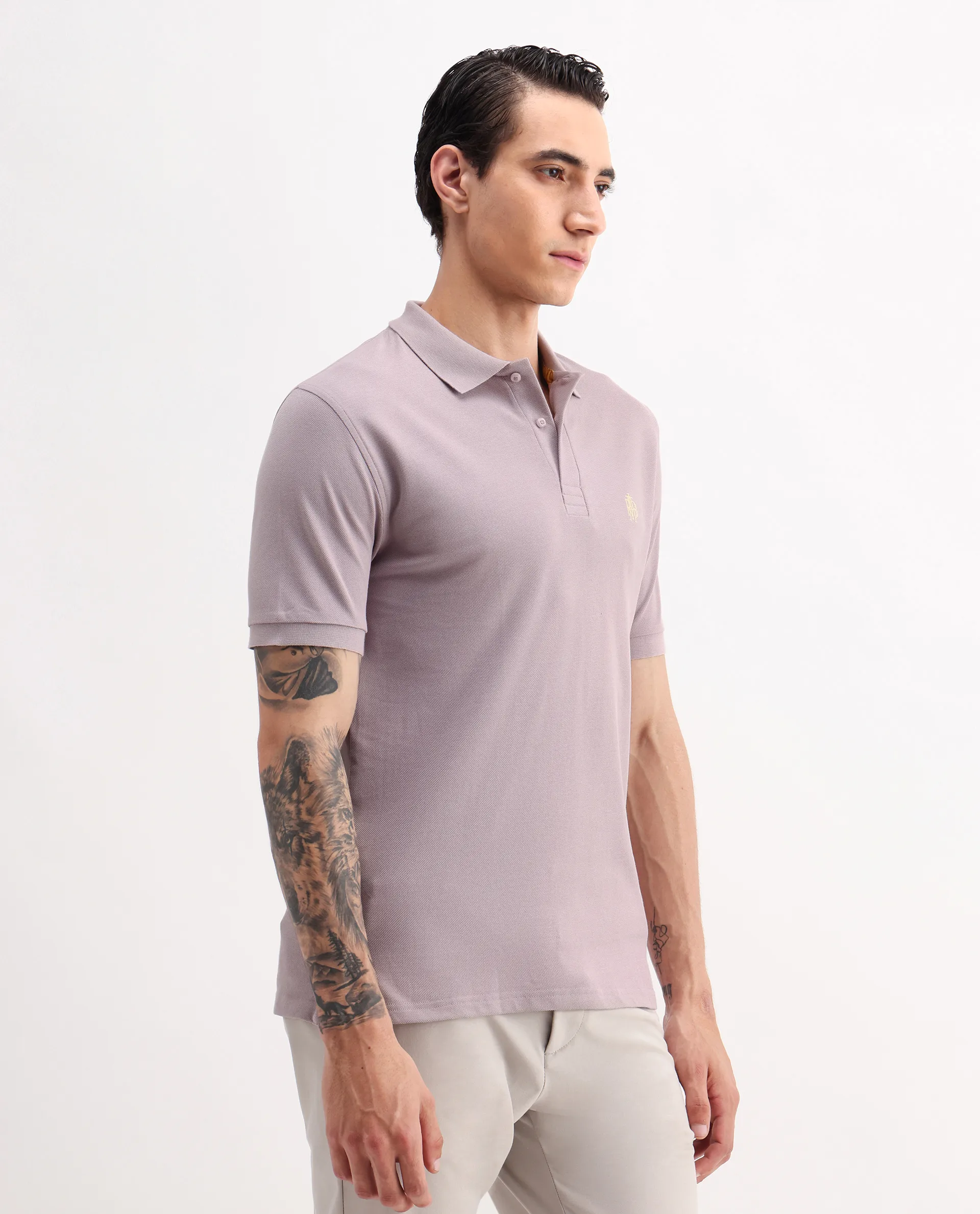 Rare Rabbit Men's Paret-Bright Purple Cotton Embroidered Regular Fit Half Sleeve Polo - Image 6