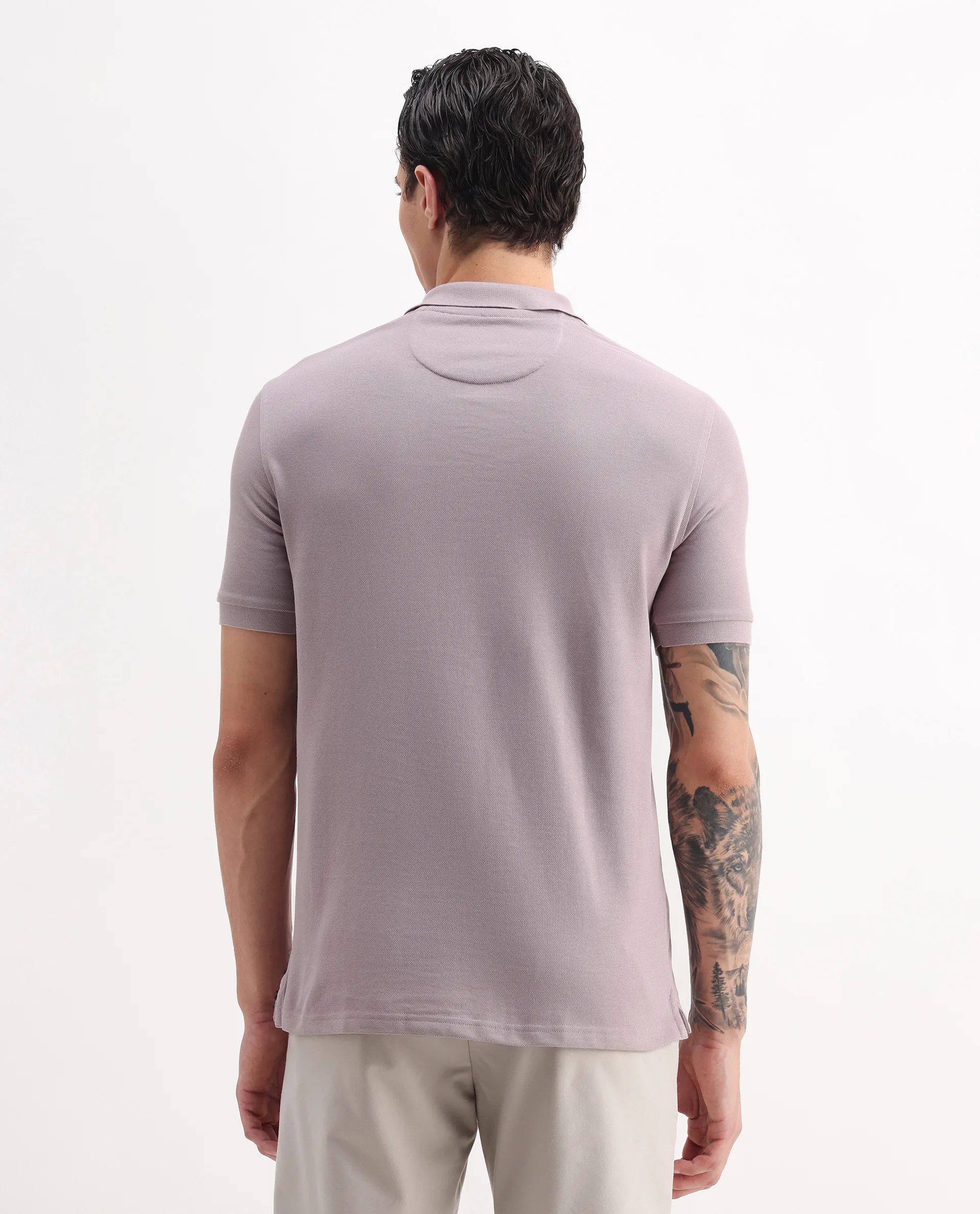 Rare Rabbit Men's Paret-Bright Purple Cotton Embroidered Regular Fit Half Sleeve Polo - Image 7