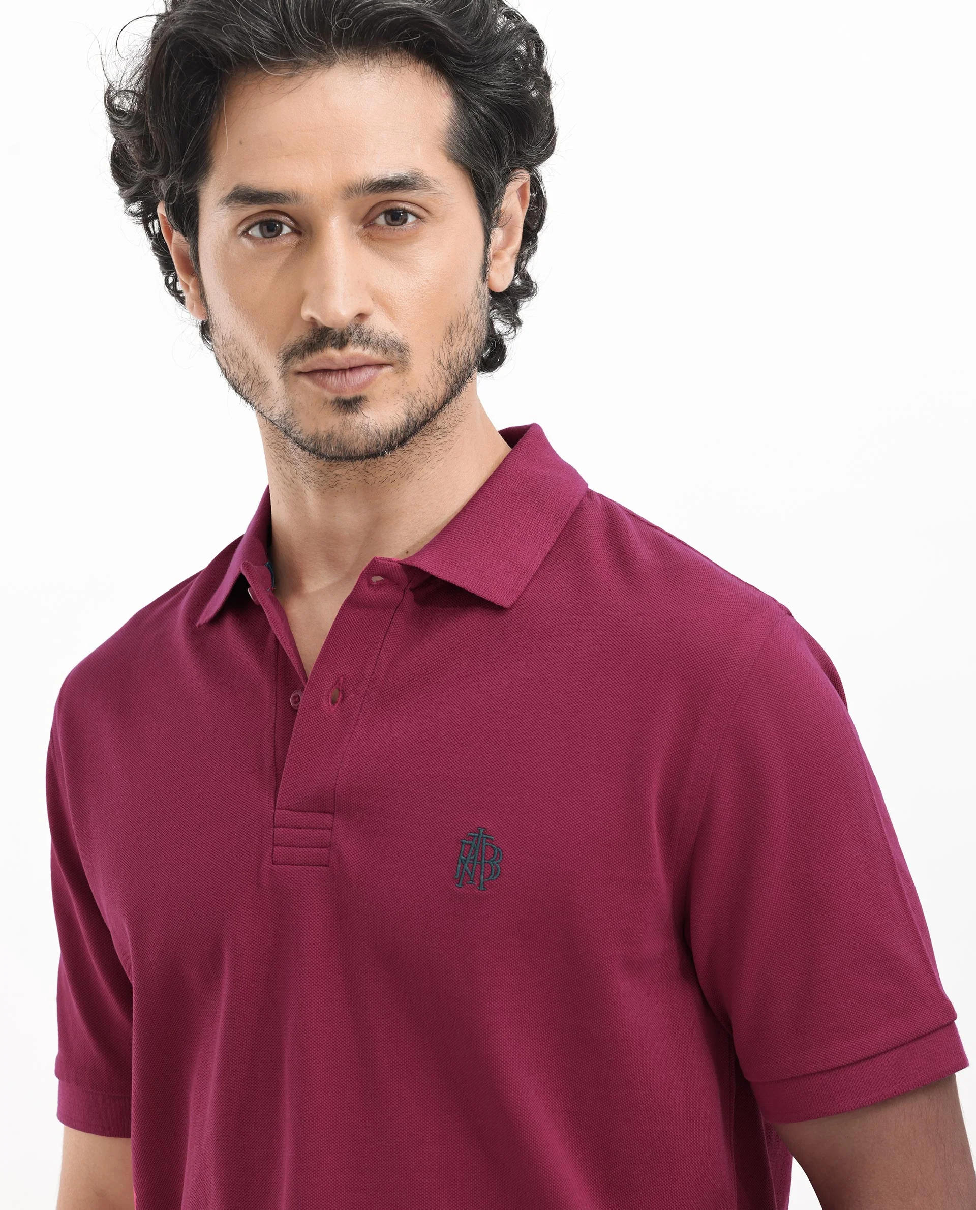 Rare Rabbit Men's Paret-Bright Red Cotton Embroidered Regular Fit Half Sleeve Polo - Image 2