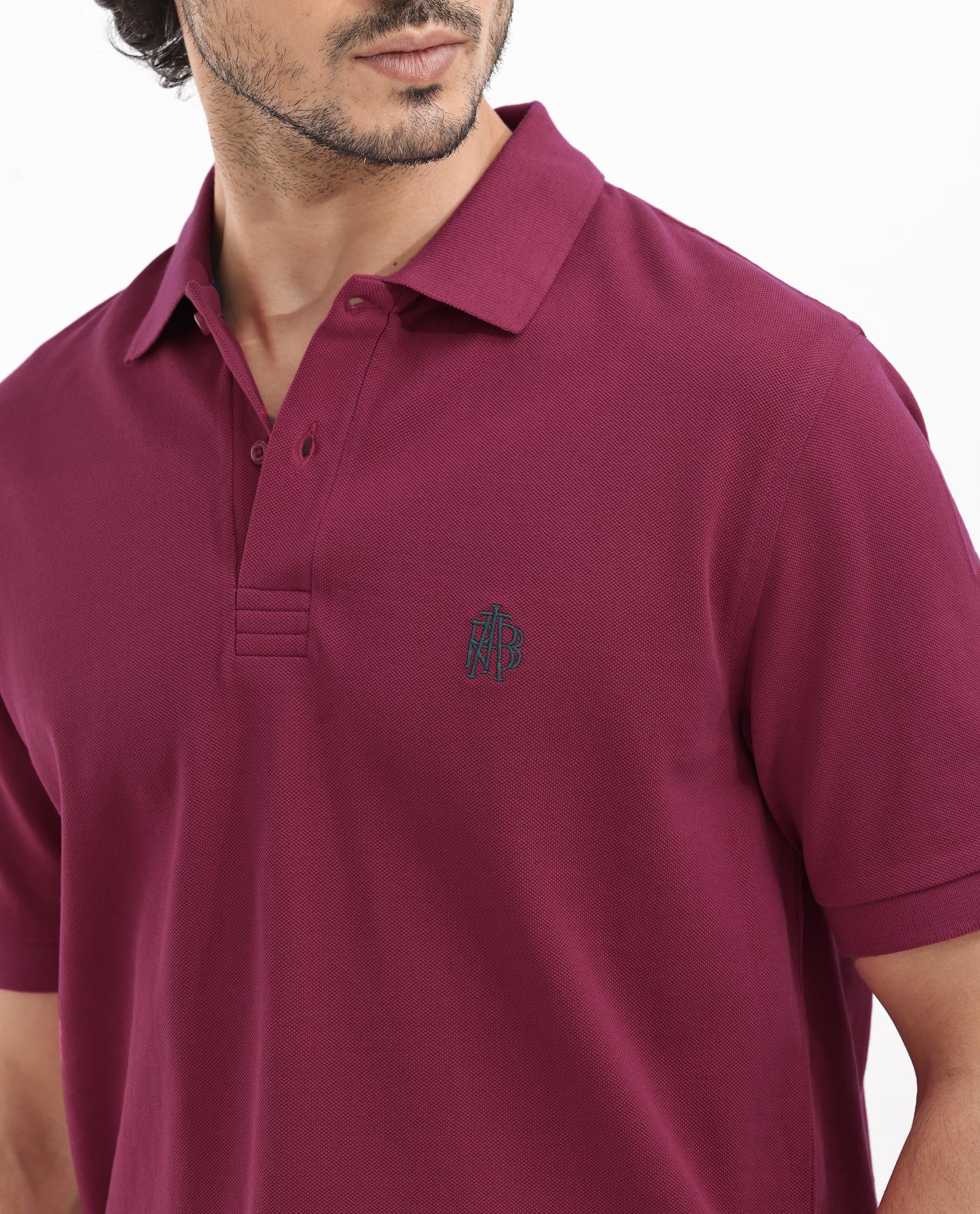 Rare Rabbit Men's Paret-Bright Red Cotton Embroidered Regular Fit Half Sleeve Polo - Image 5