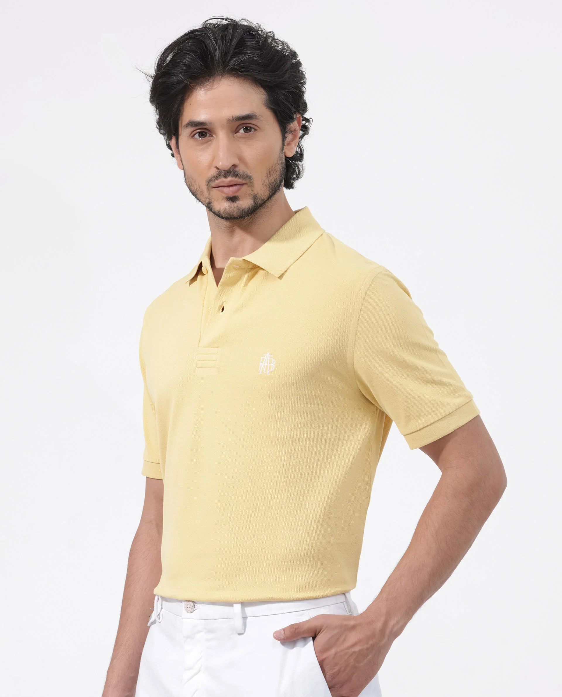 Rare Rabbit Men's Paret-Bright Yellow Cotton Embroidered Regular Fit Half Sleeve Polo - Image 6
