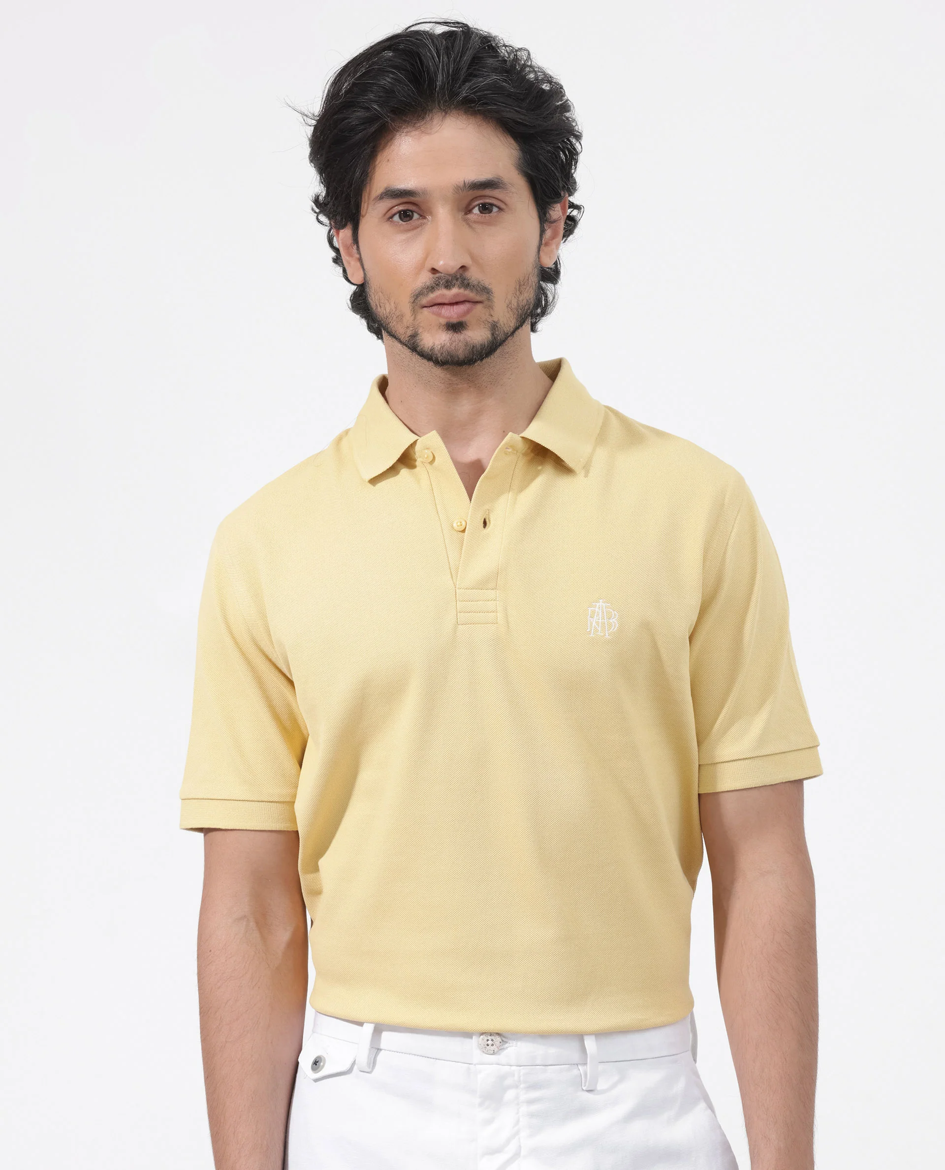 Rare Rabbit Men's Paret-Bright Yellow Cotton Embroidered Regular Fit Half Sleeve Polo - Image 9