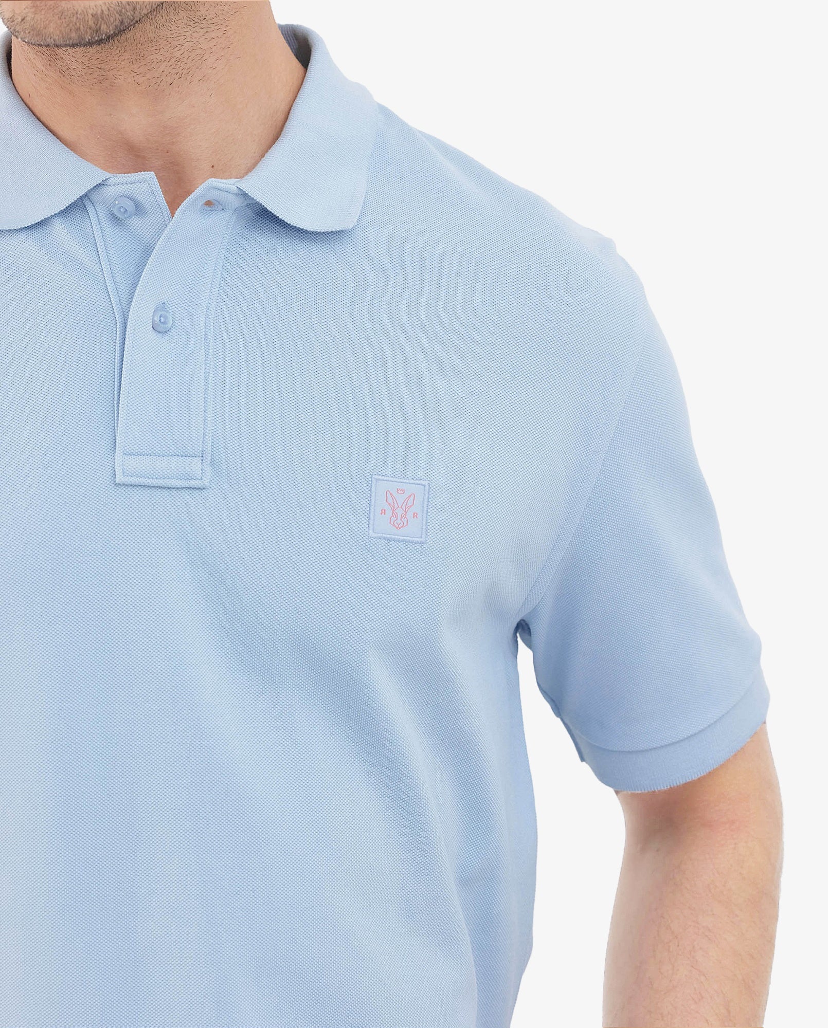 Rare Rabbit Men's Paret - Pastel Pastel Blue Cotton Embroidered Regular Fit Half Sleeve Polo - Image 3