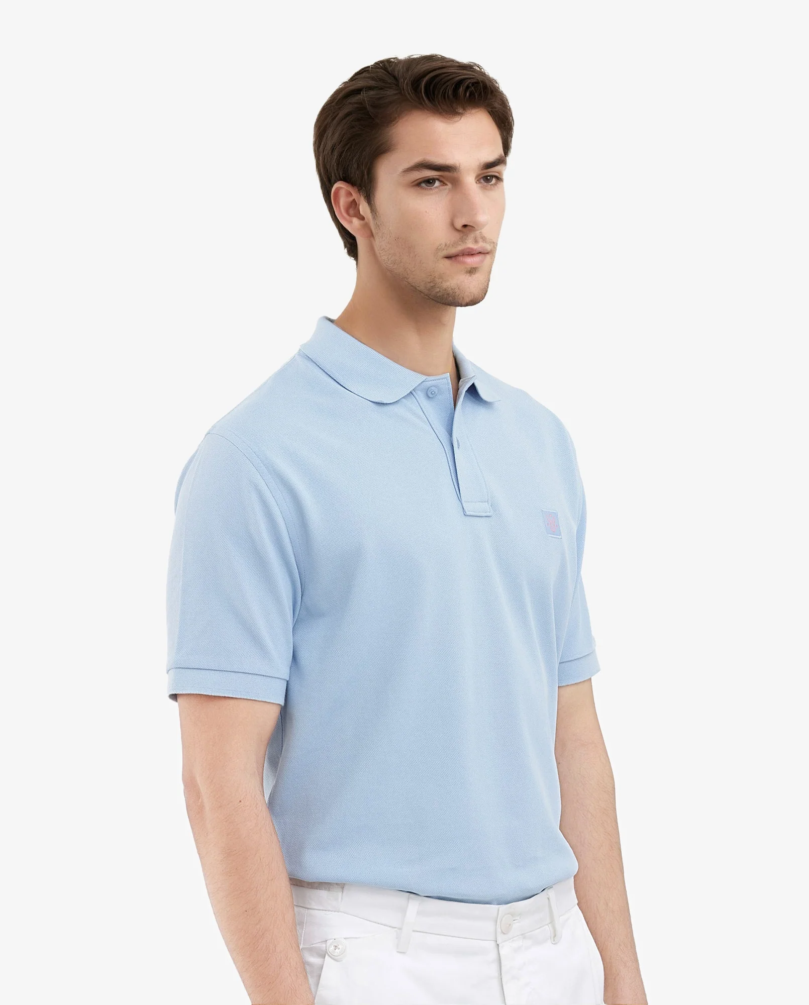 Rare Rabbit Men's Paret - Pastel Pastel Blue Cotton Embroidered Regular Fit Half Sleeve Polo - Image 4