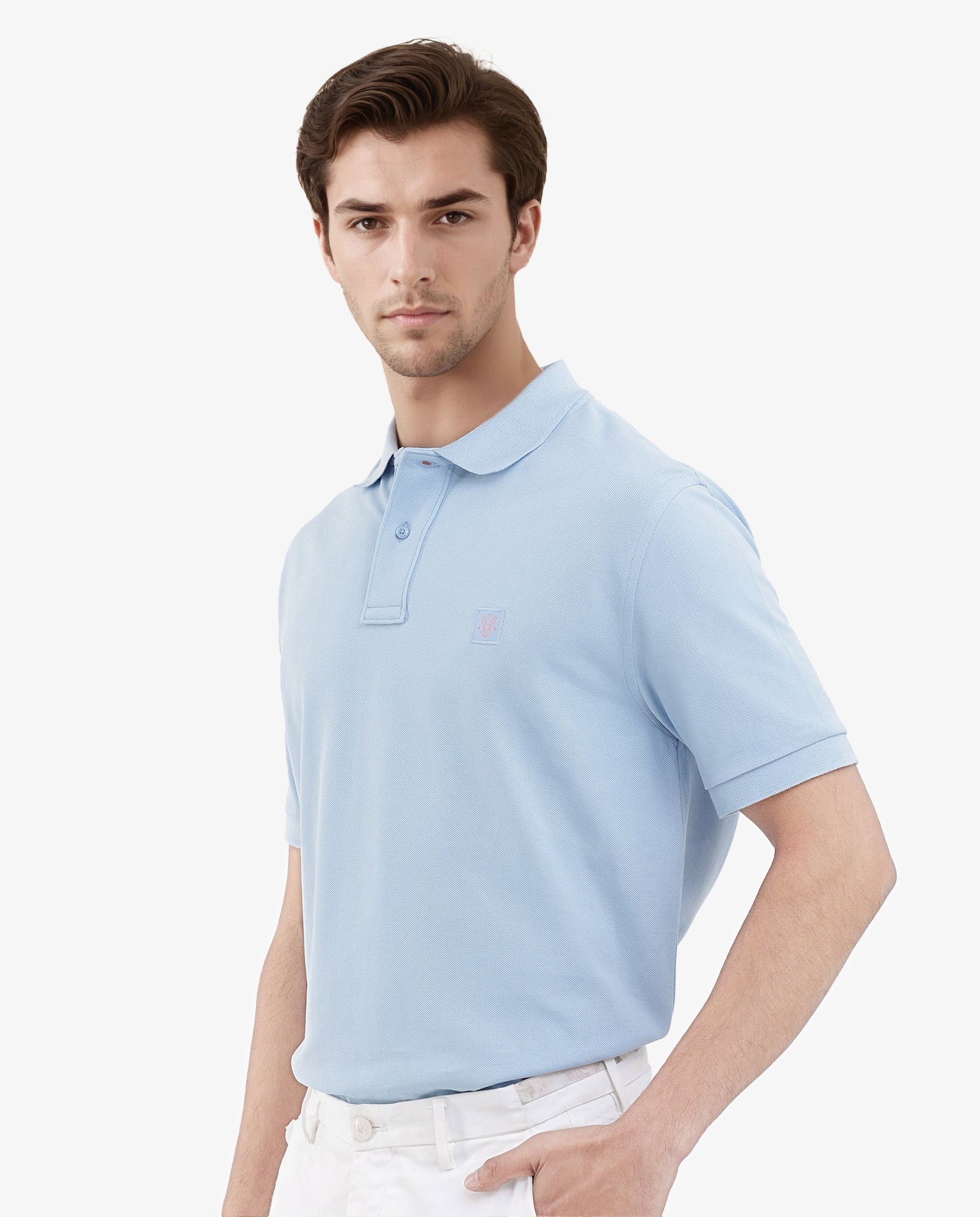 Rare Rabbit Men's Paret - Pastel Pastel Blue Cotton Embroidered Regular Fit Half Sleeve Polo - Image 6